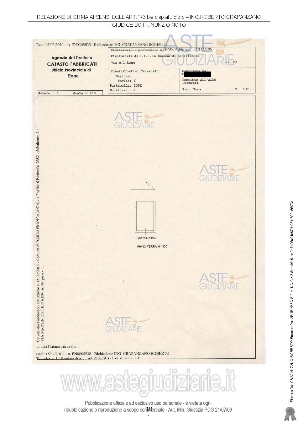 Planimetria del bene