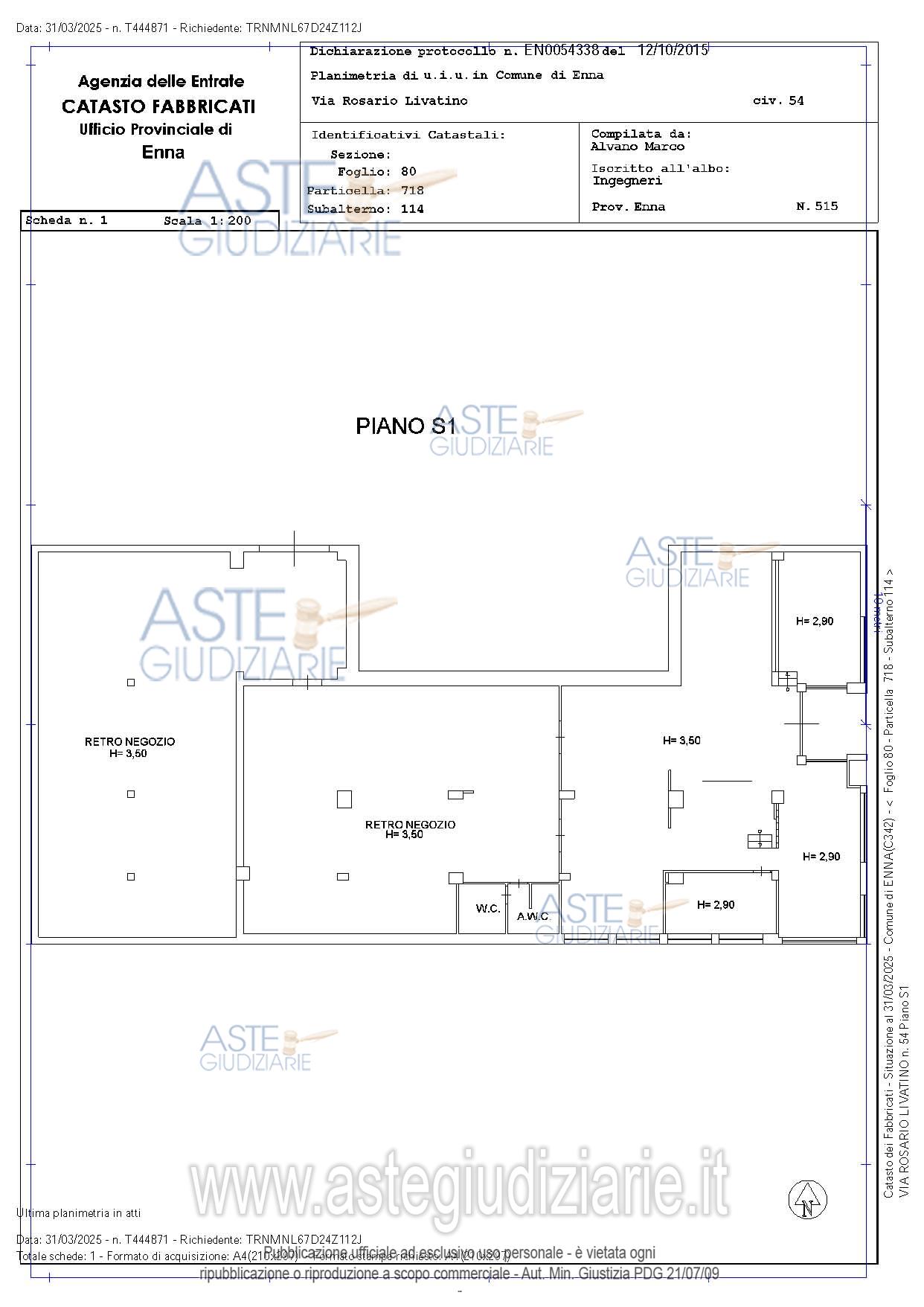 Planimetria del bene