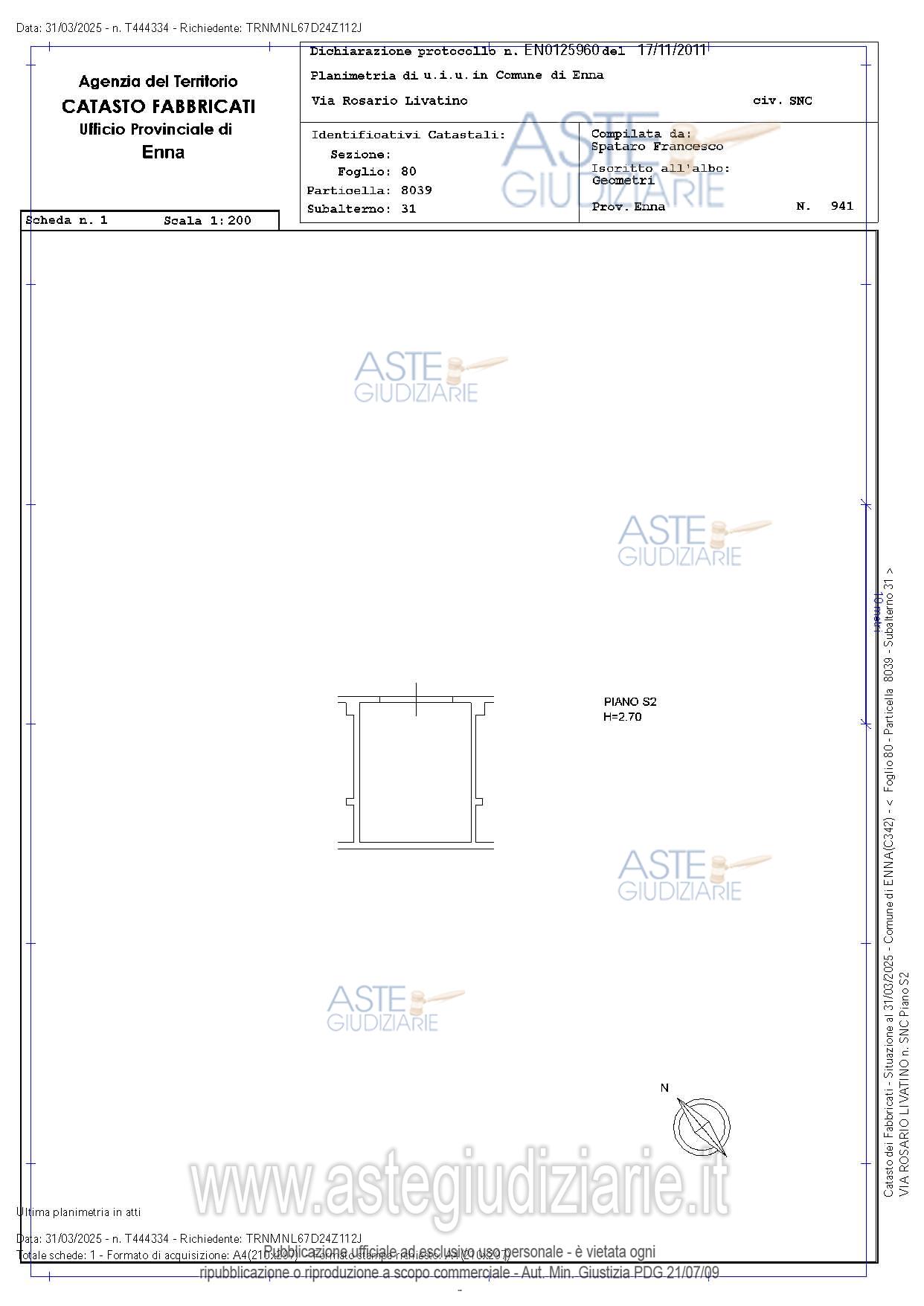 Planimetria del bene