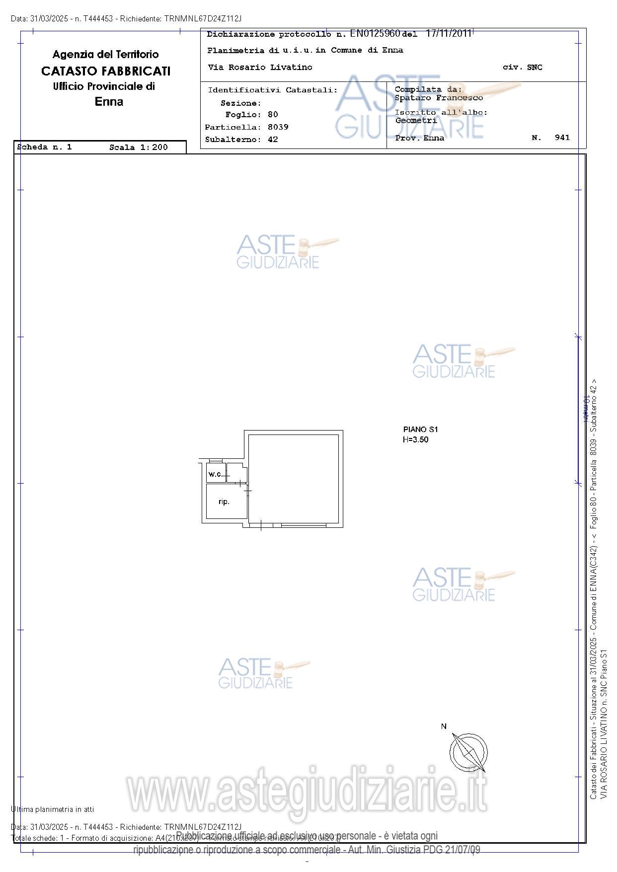 Planimetria del bene