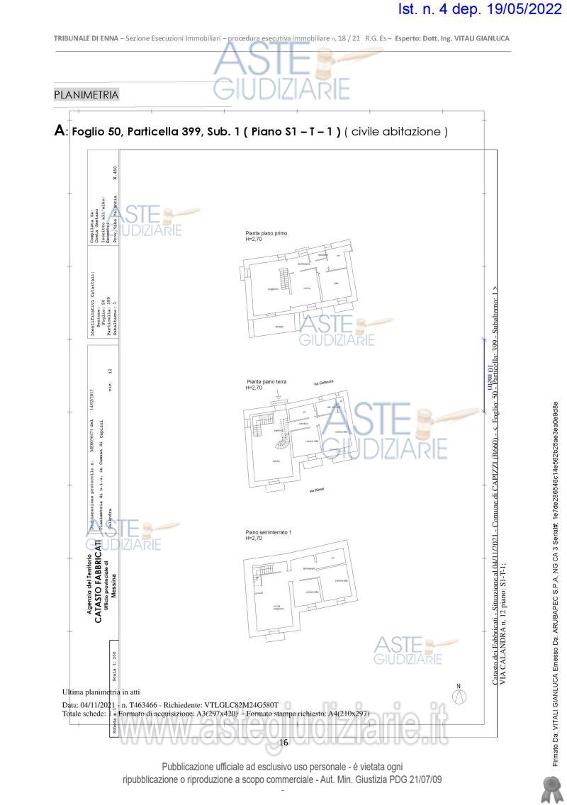 Planimetria del bene