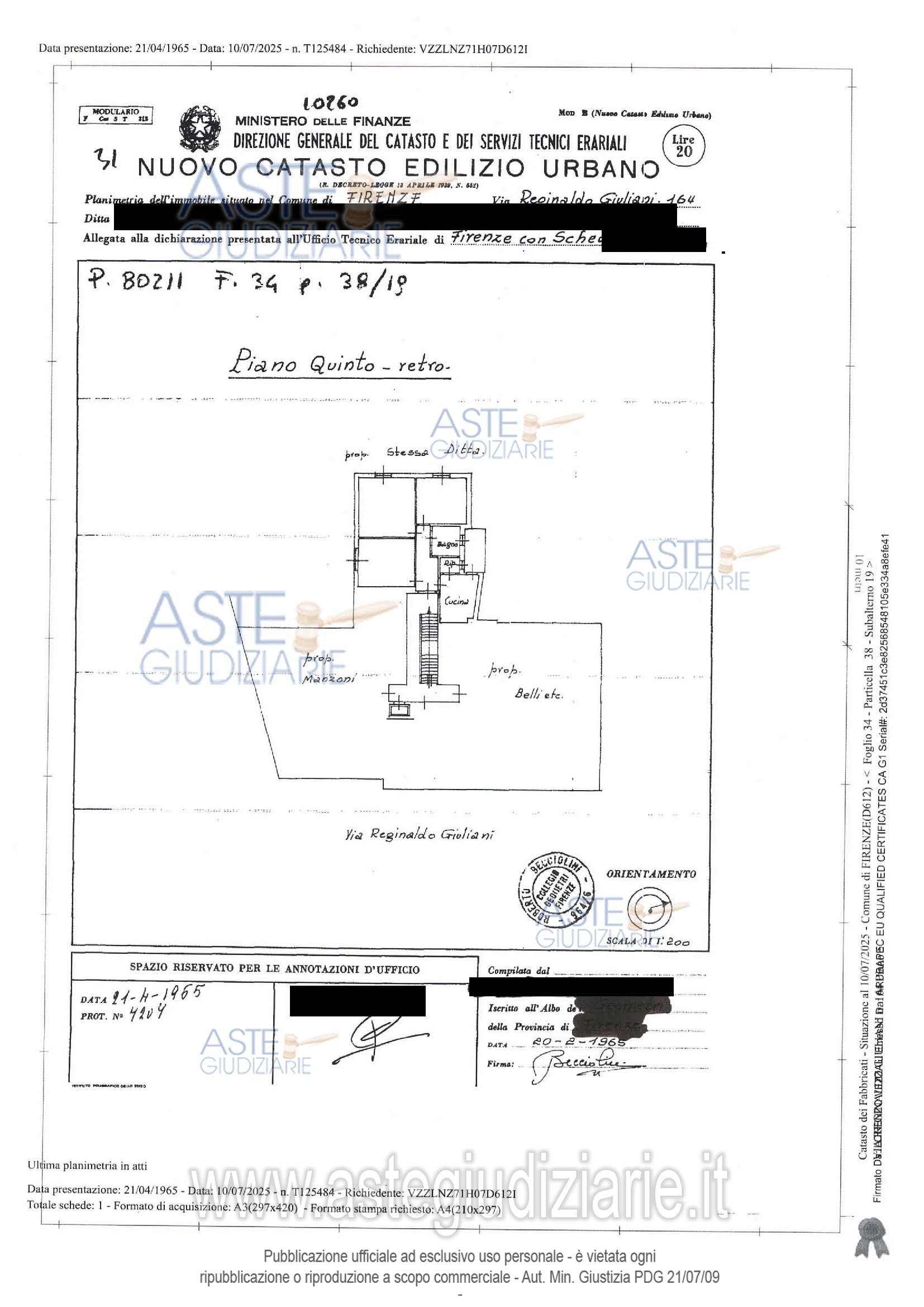 Planimetria del bene