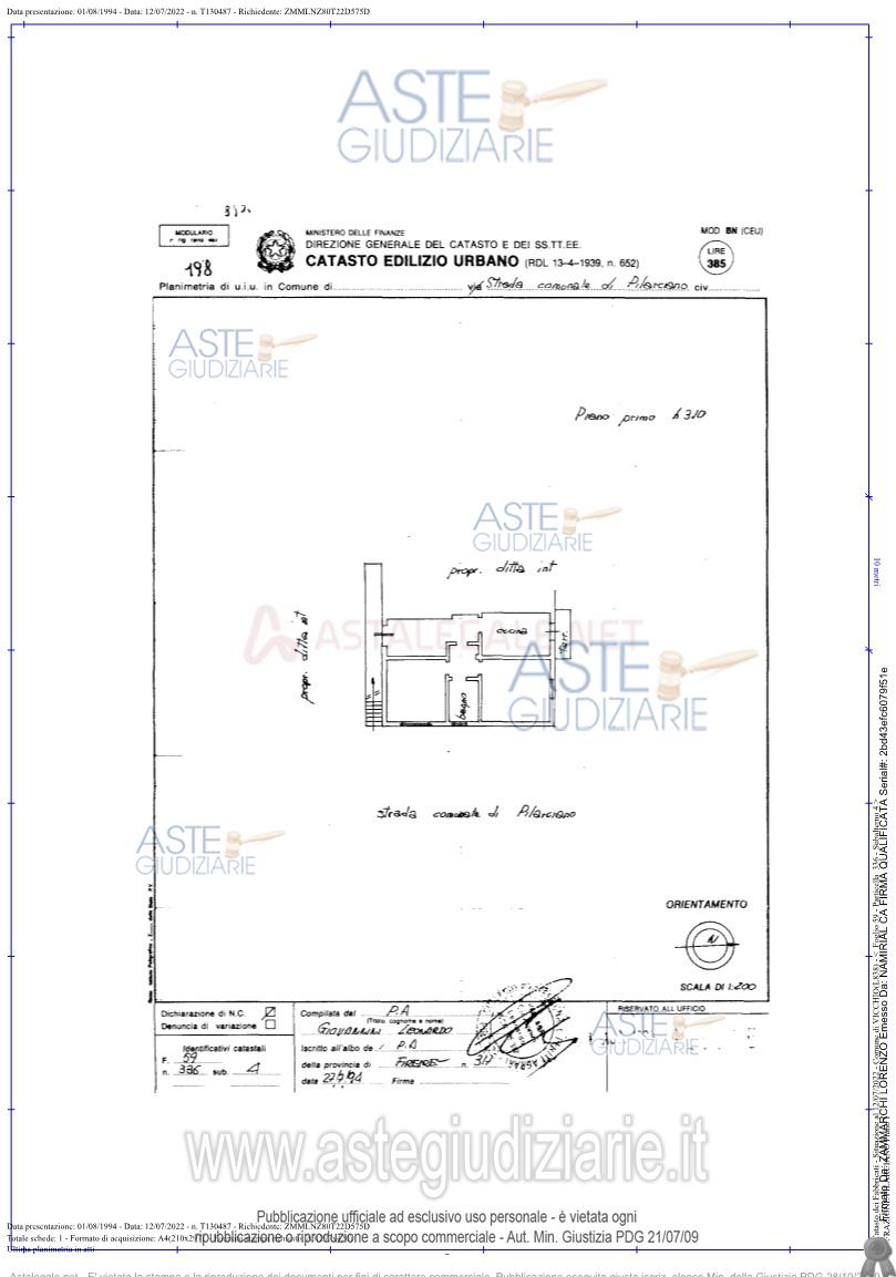 Planimetria del bene