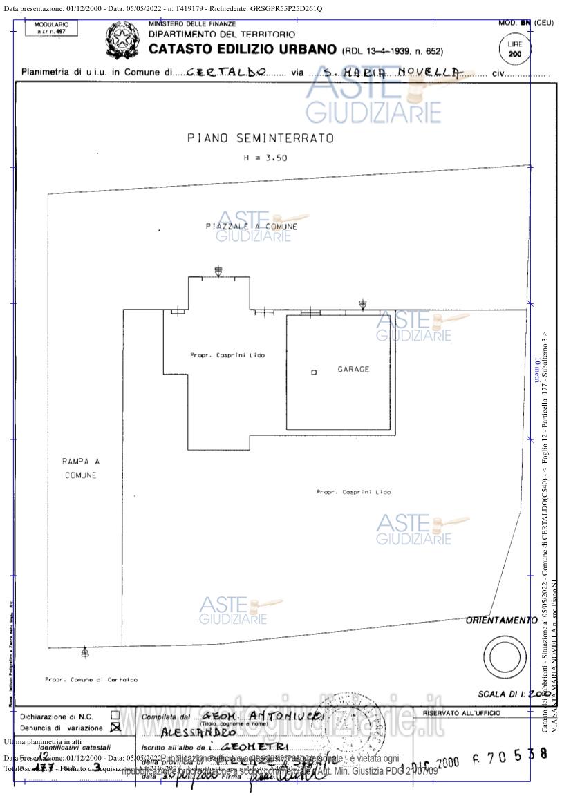 Planimetria del bene