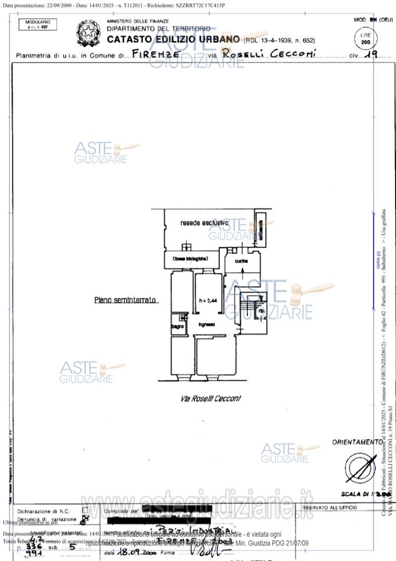 Planimetria del bene