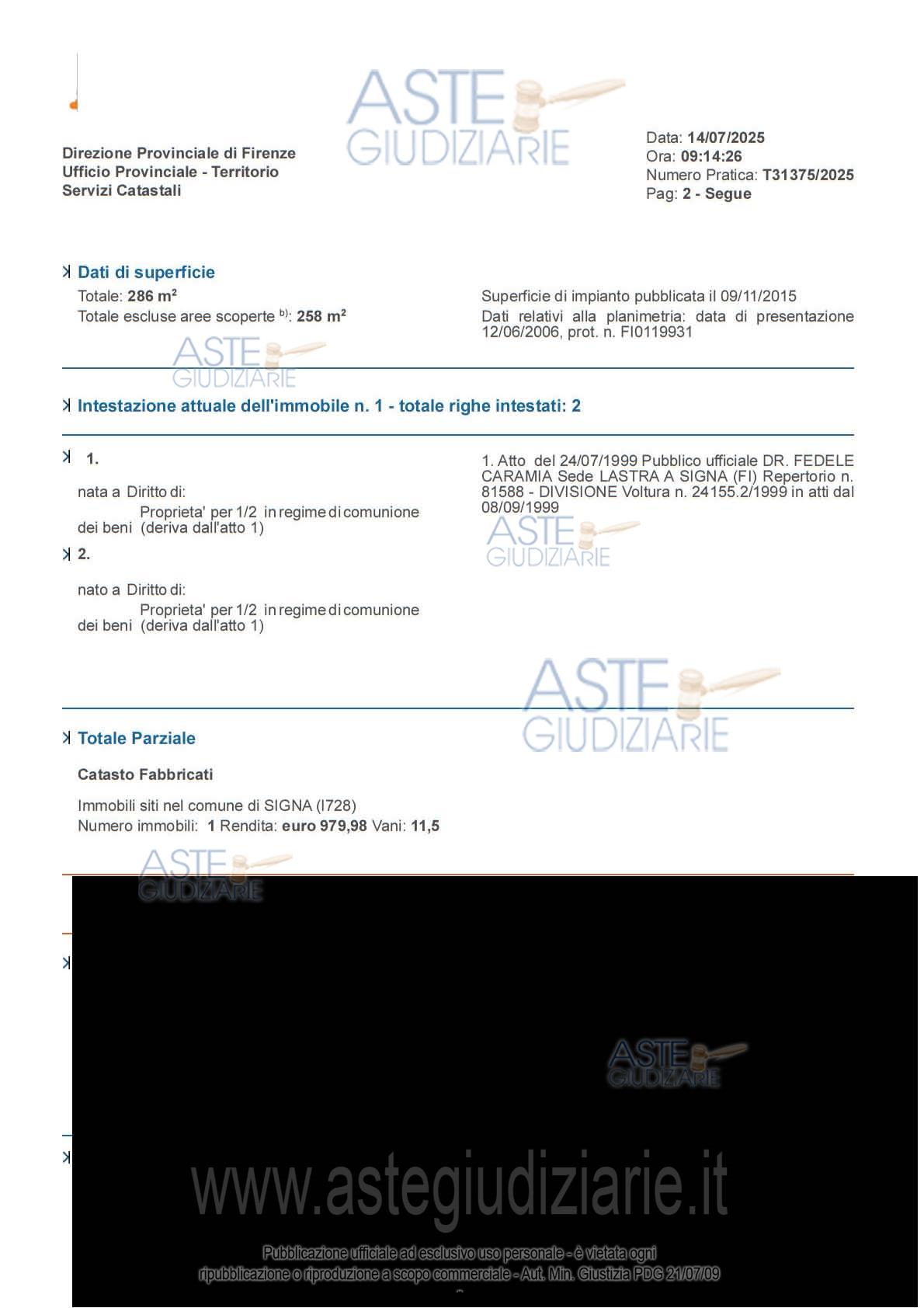 Planimetria del bene