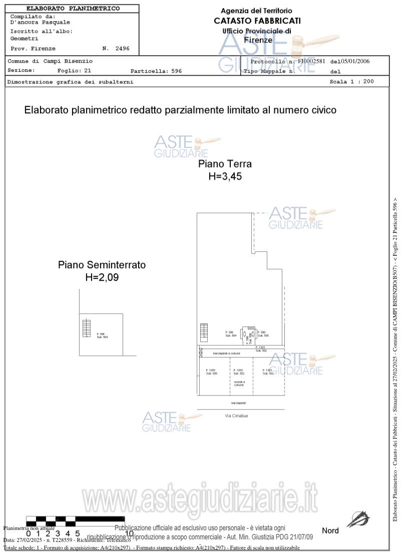 Planimetria del bene