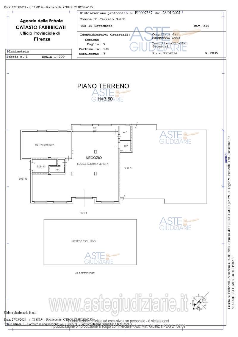 Planimetria del bene