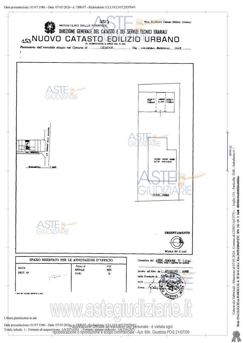 Planimetria del bene