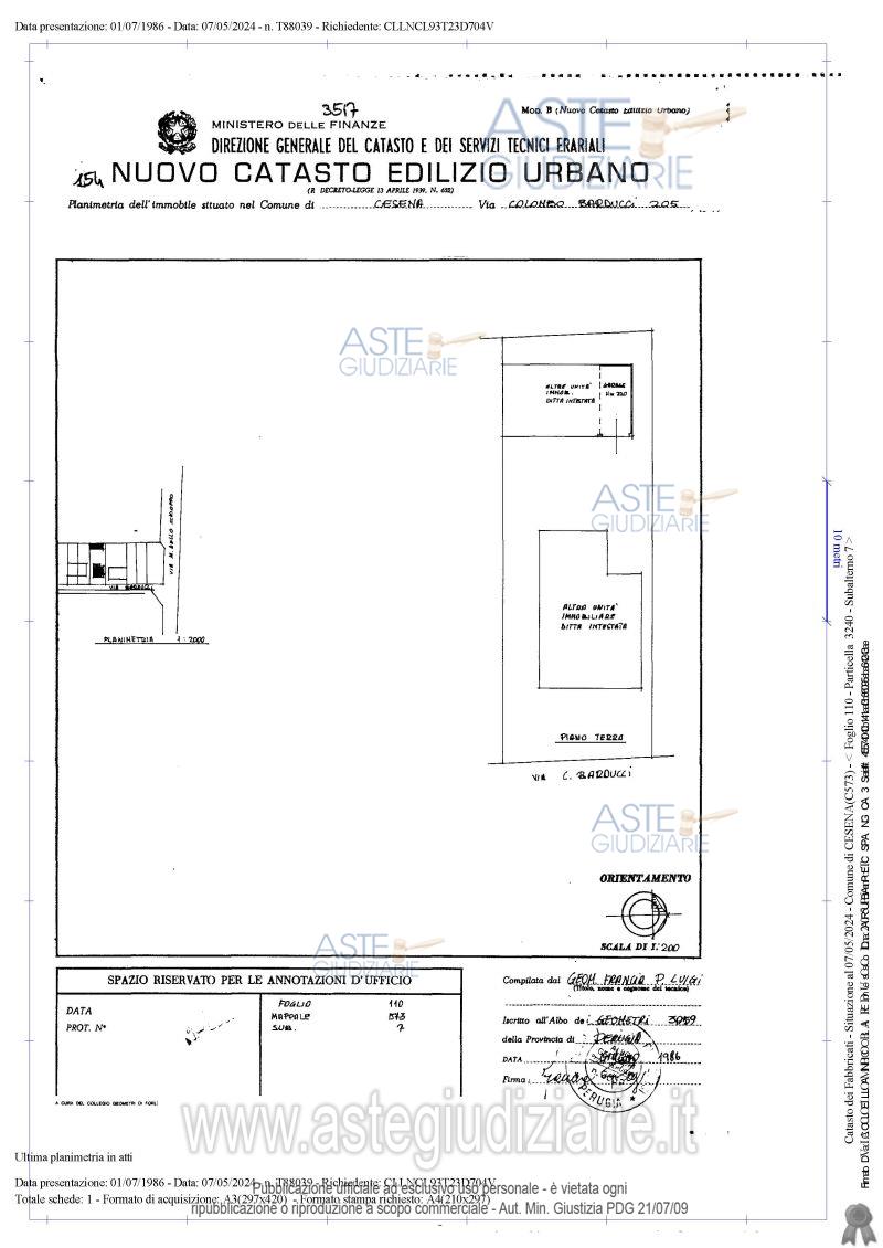 Planimetria del bene