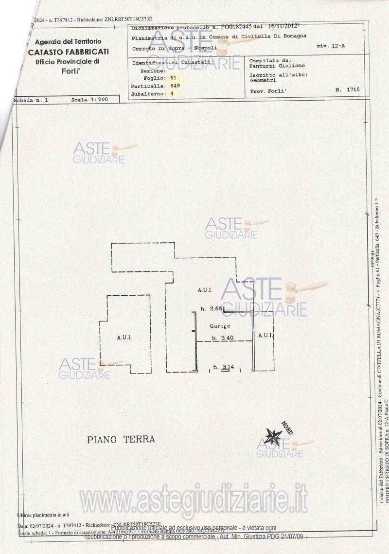 Planimetria del bene