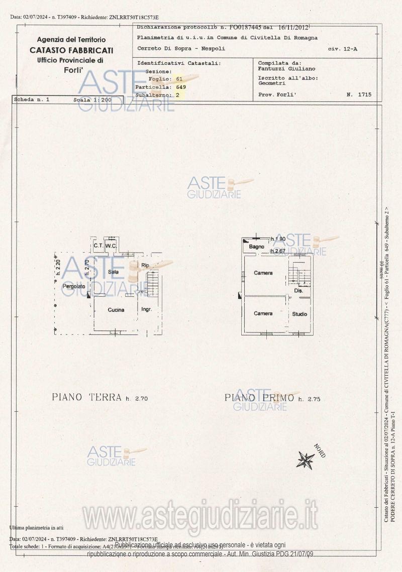 Planimetria del bene