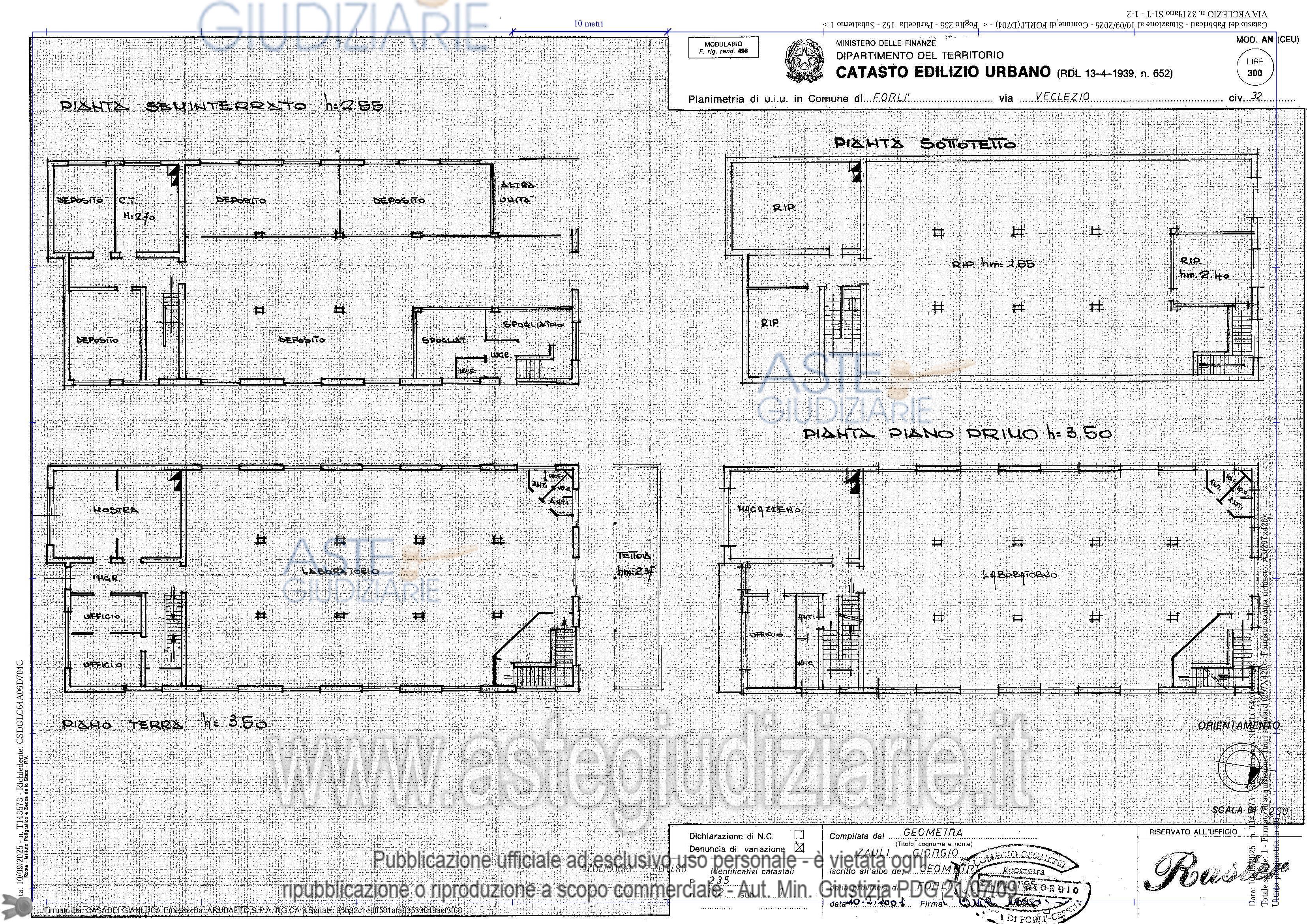 Planimetria del bene