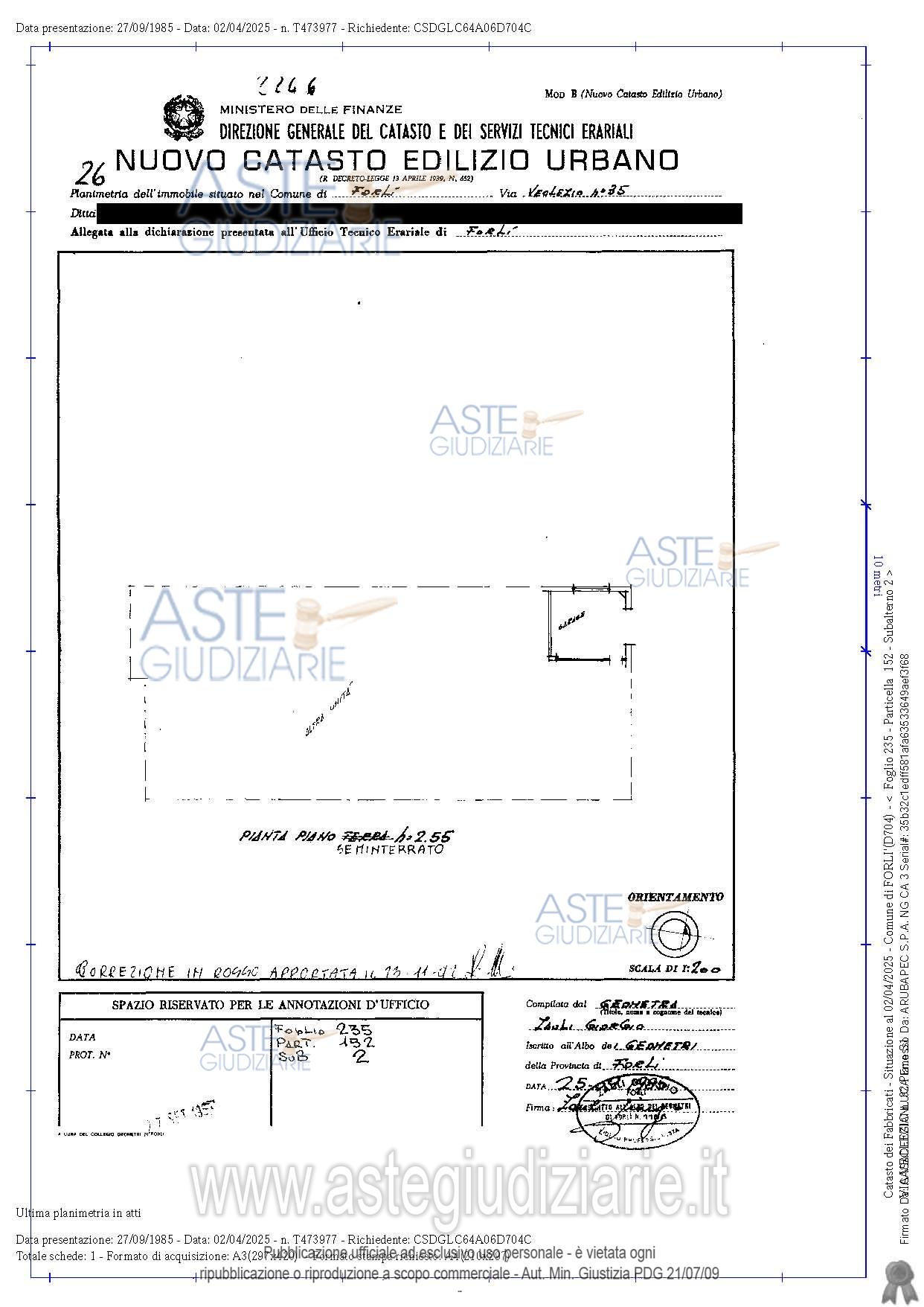 Planimetria del bene