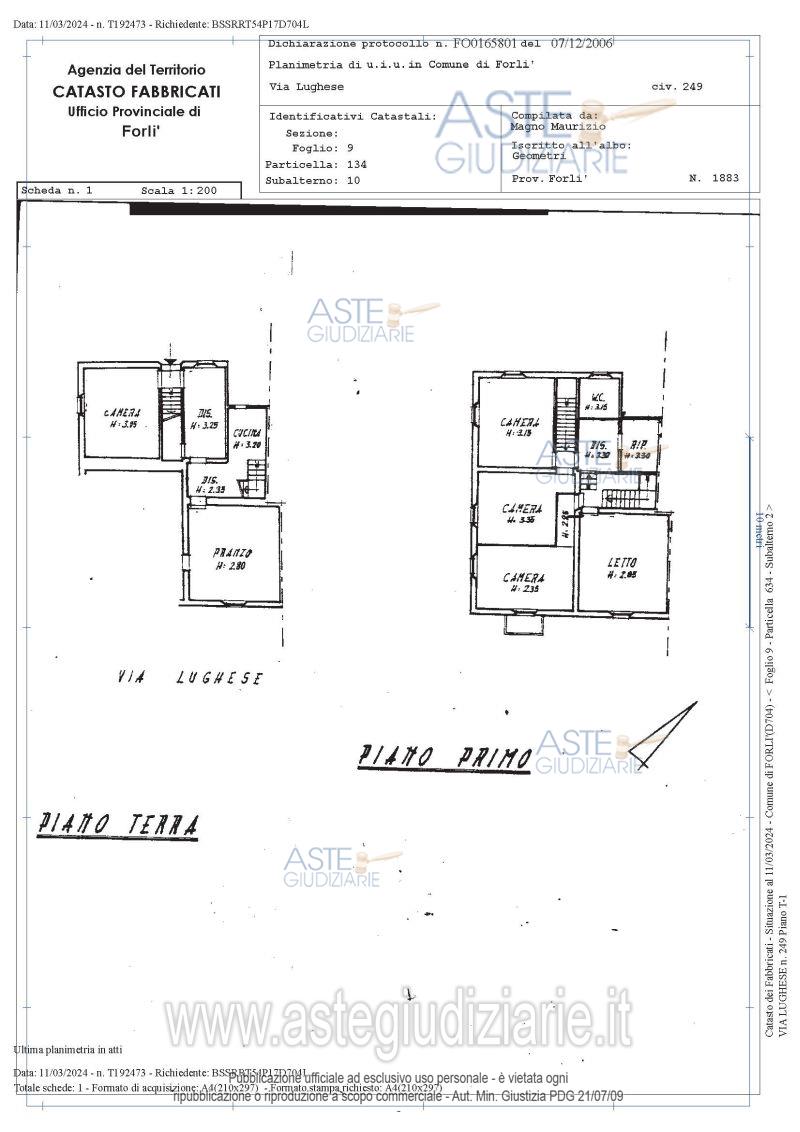 Planimetria del bene