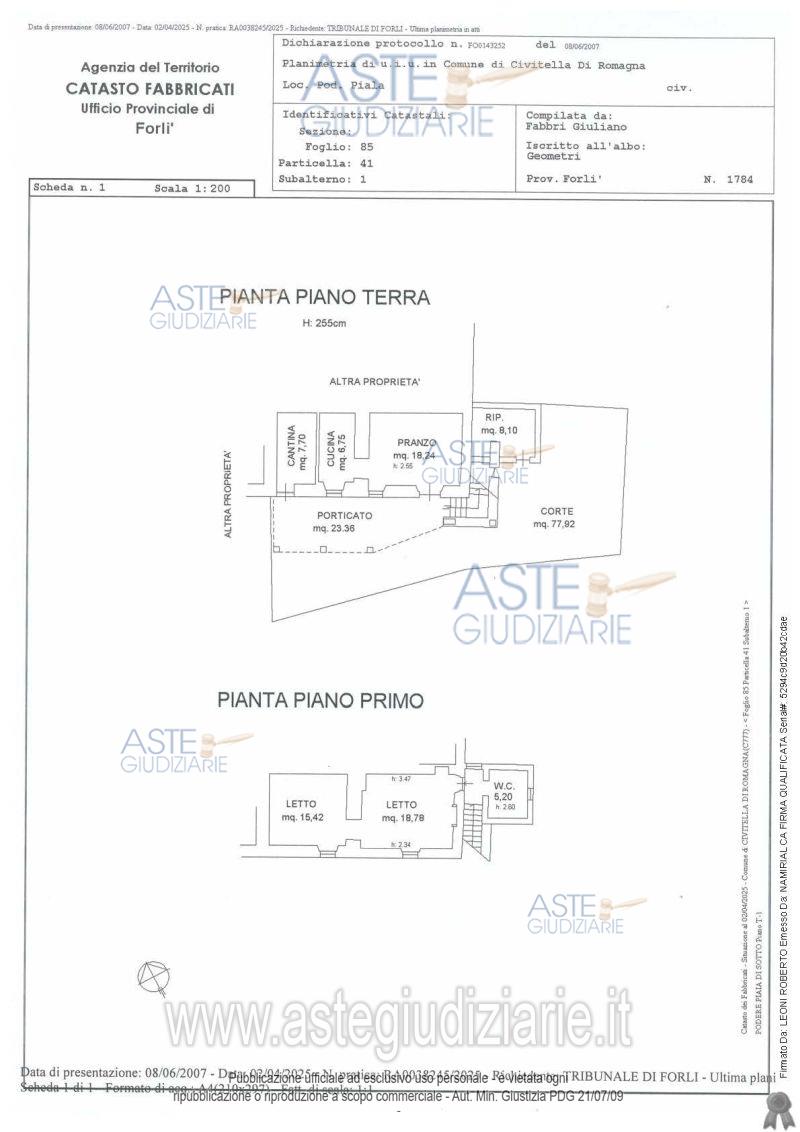 Planimetria del bene