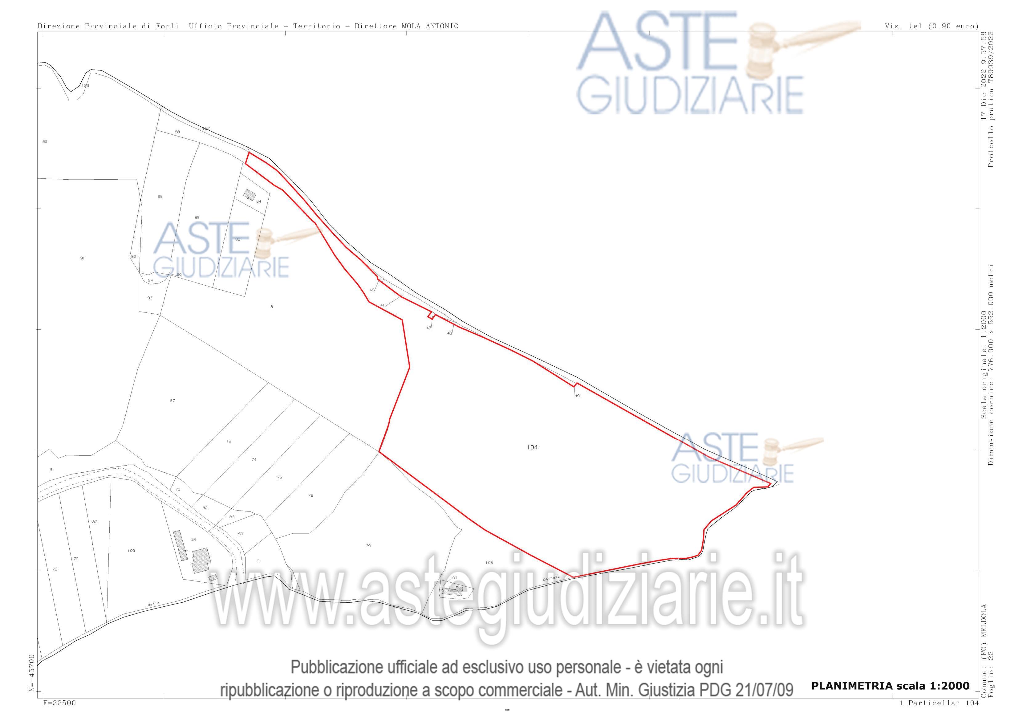 Planimetria del bene