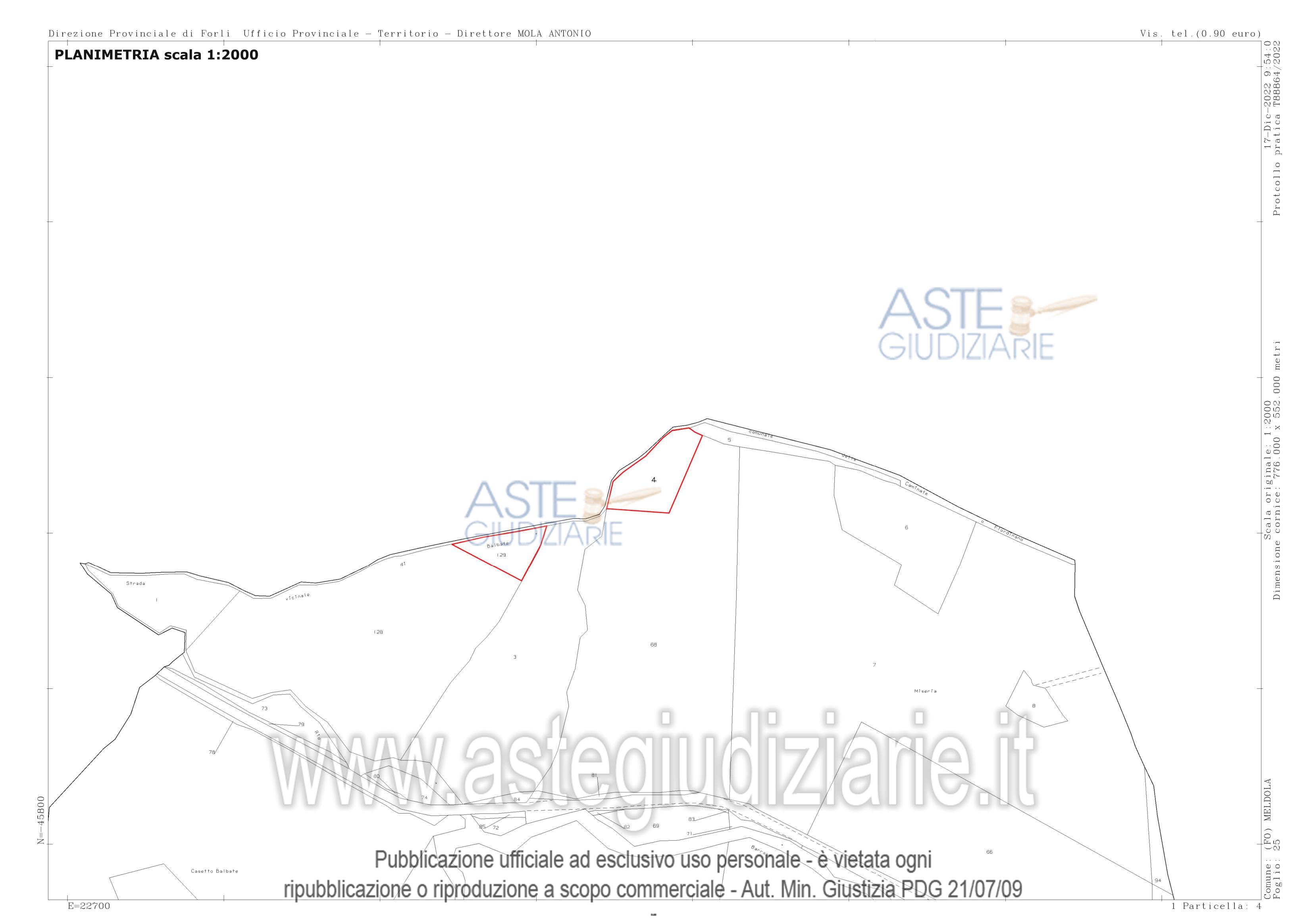Planimetria del bene