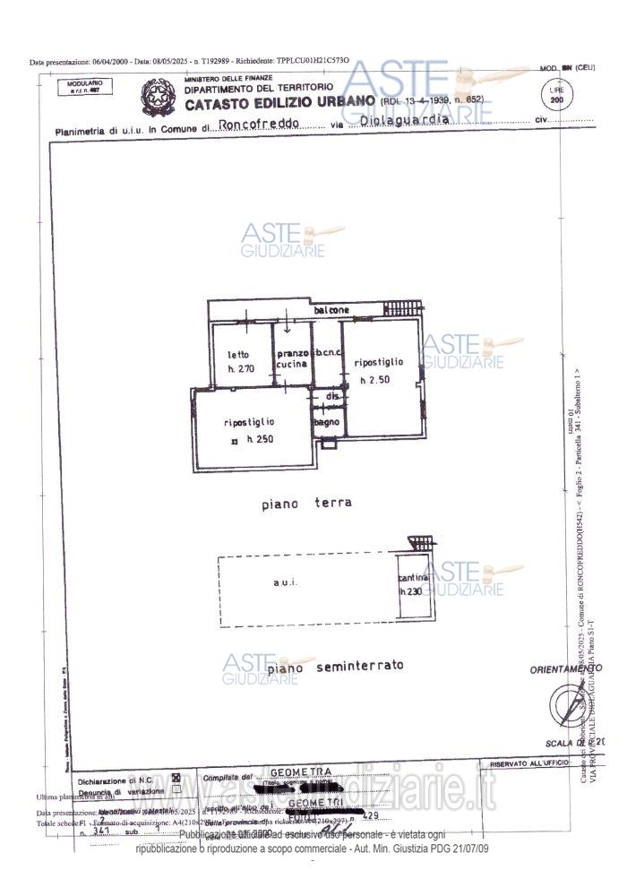 Planimetria del bene