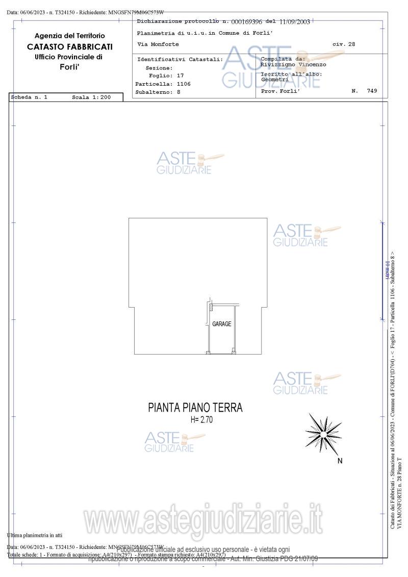 Planimetria del bene