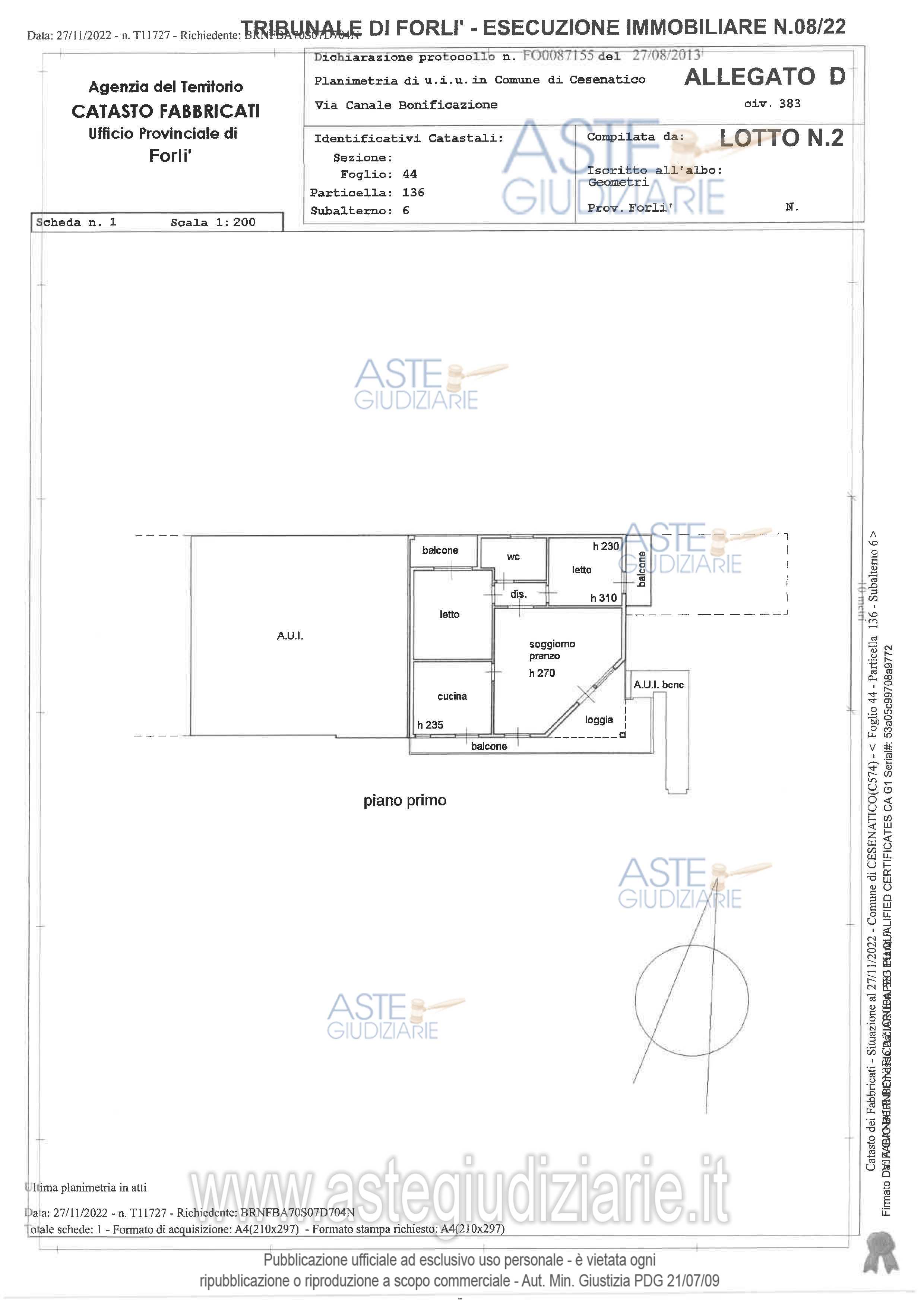 Planimetria del bene