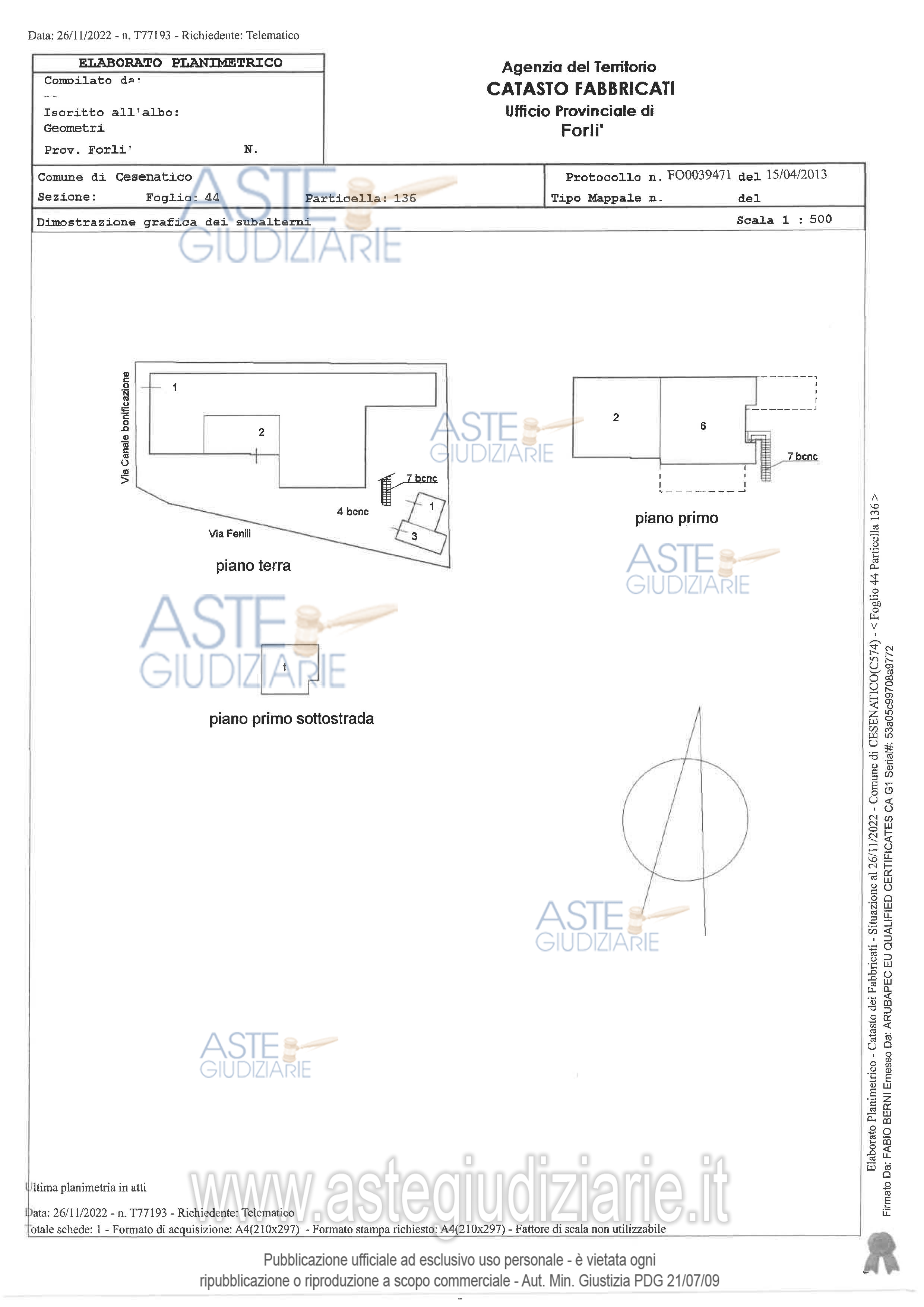 Planimetria del bene