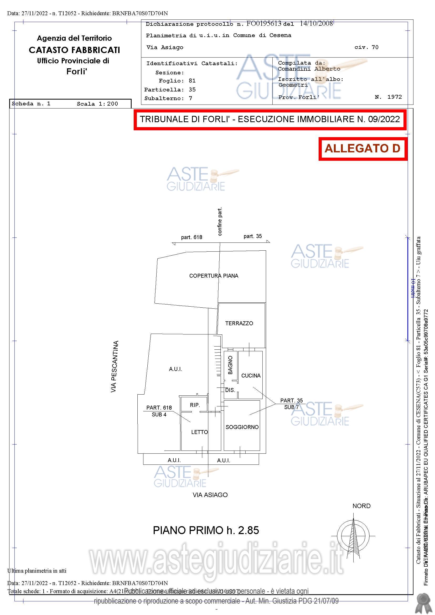Planimetria del bene
