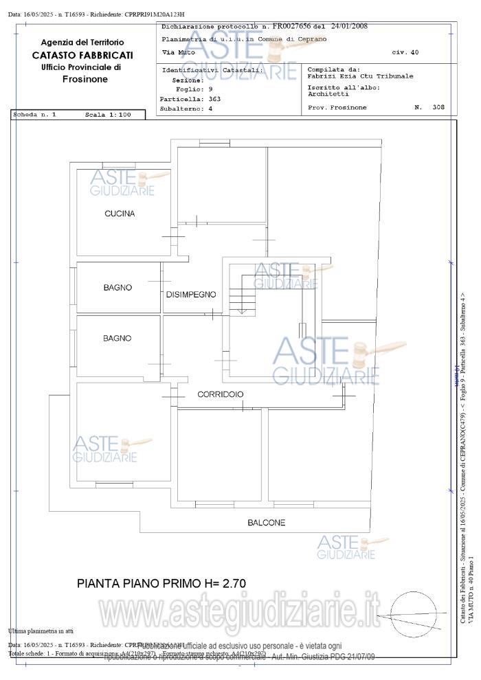 Planimetria del bene