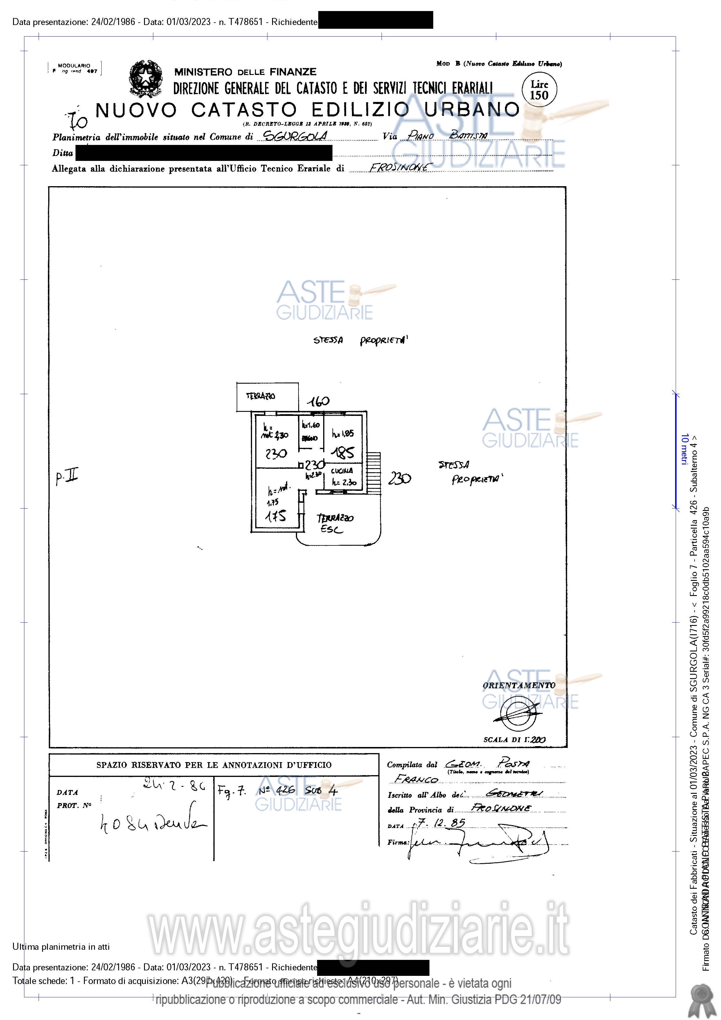 Planimetria del bene