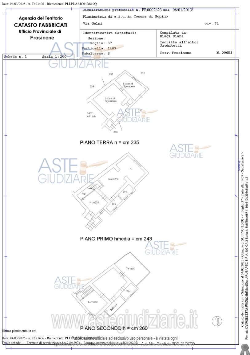 Planimetria del bene