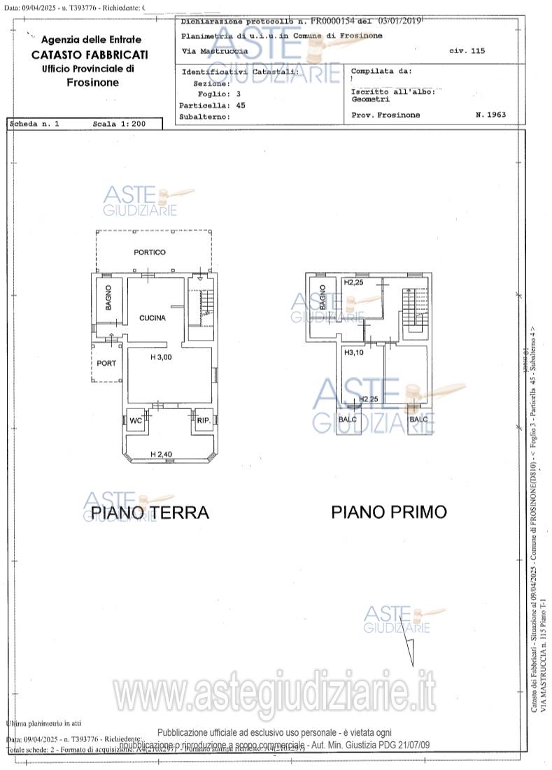 Planimetria del bene
