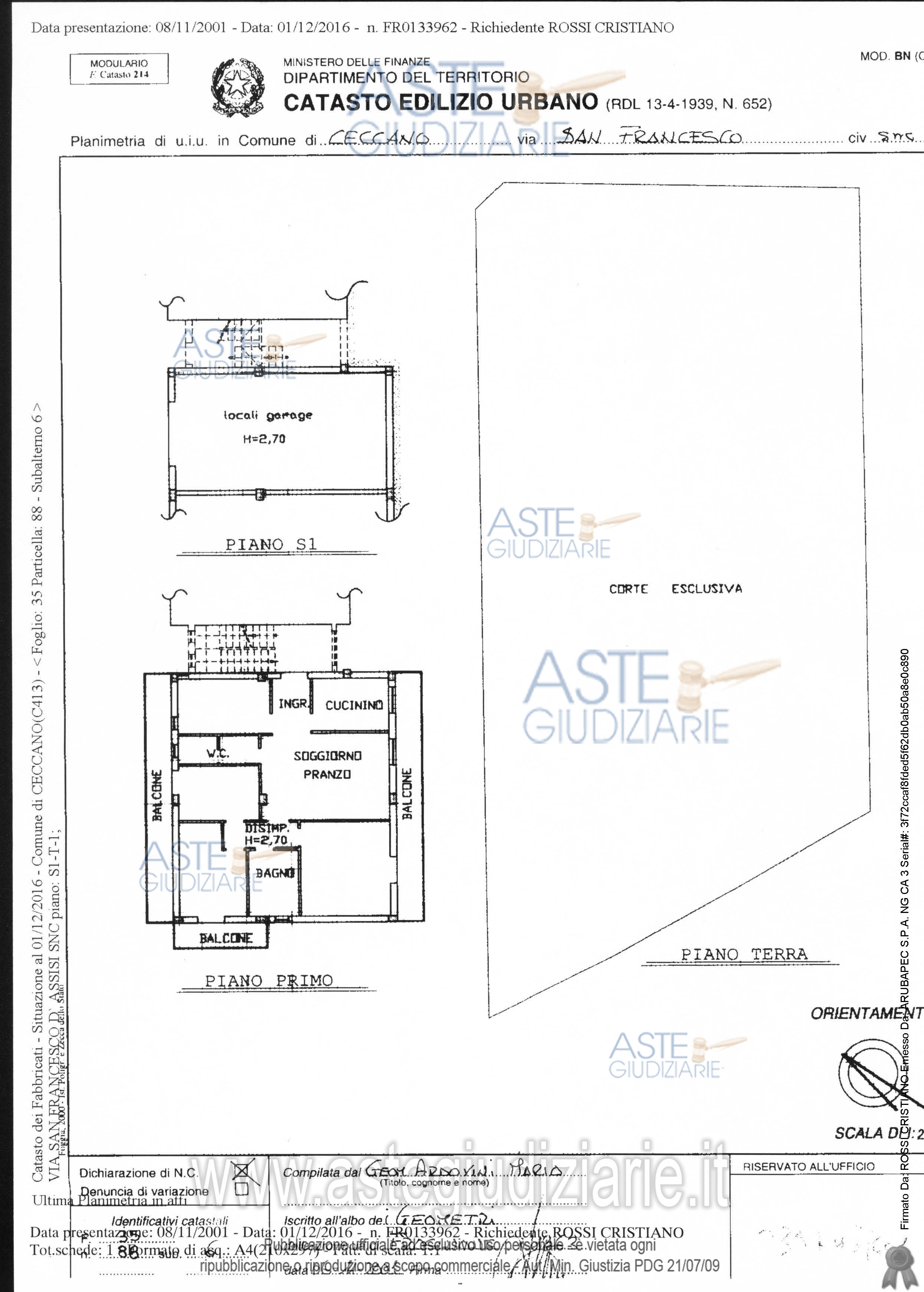 Planimetria del bene