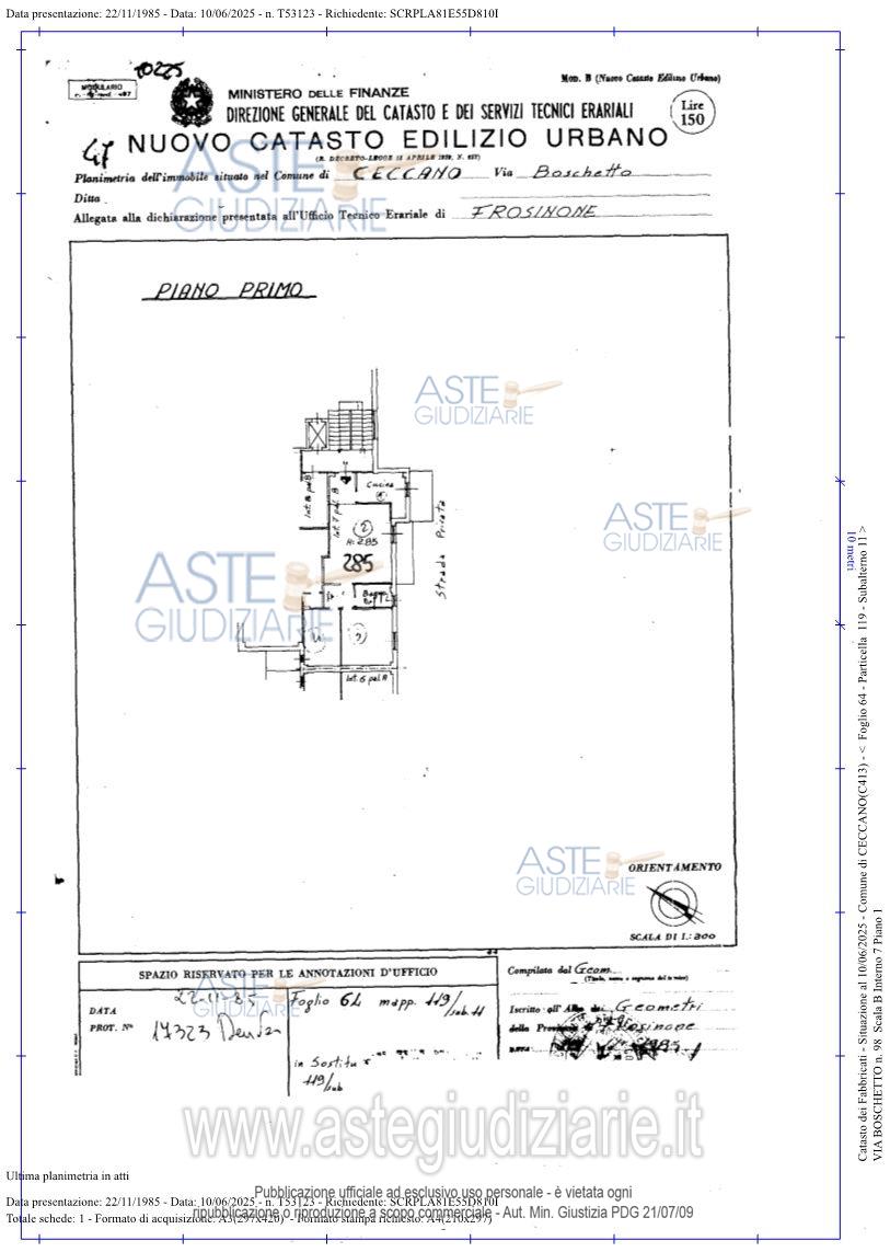 Planimetria del bene