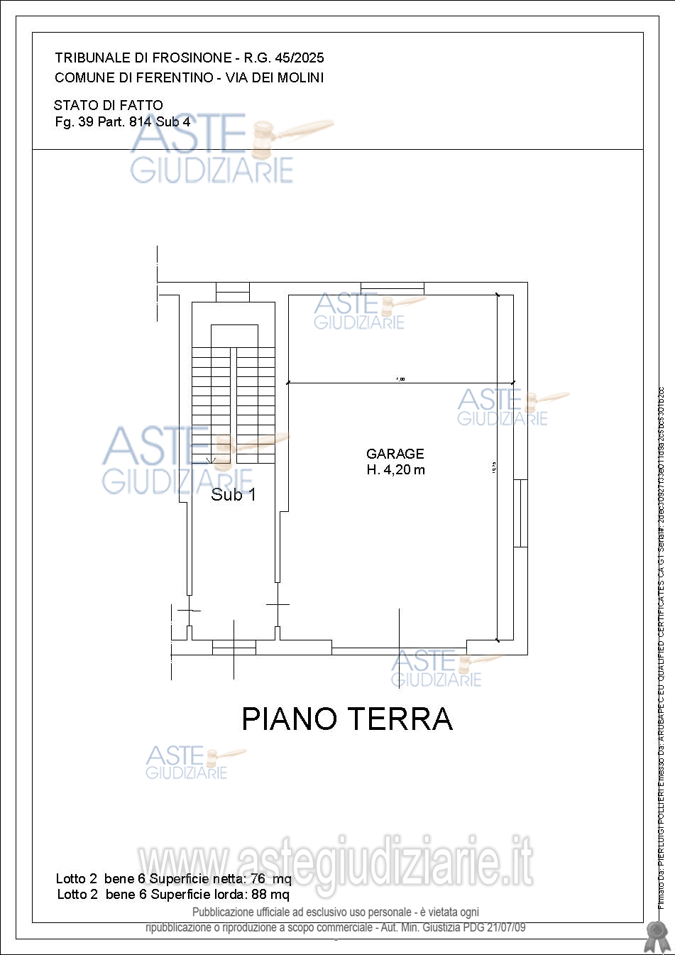 Planimetria del bene
