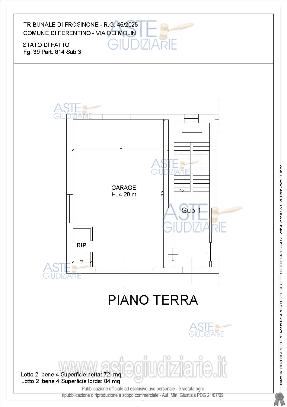 Planimetria del bene