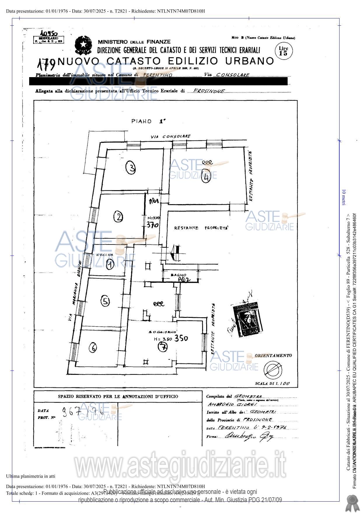 Planimetria del bene