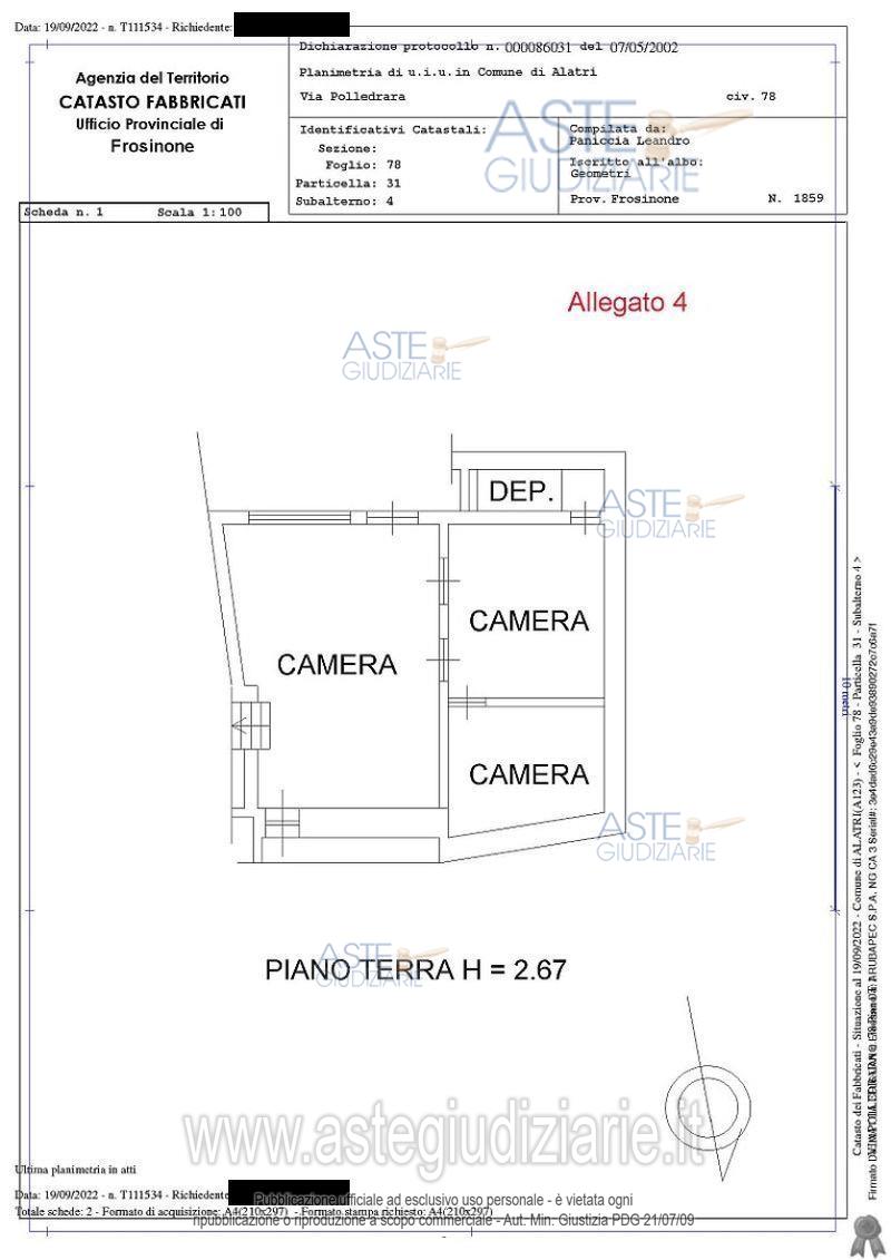 Planimetria del bene