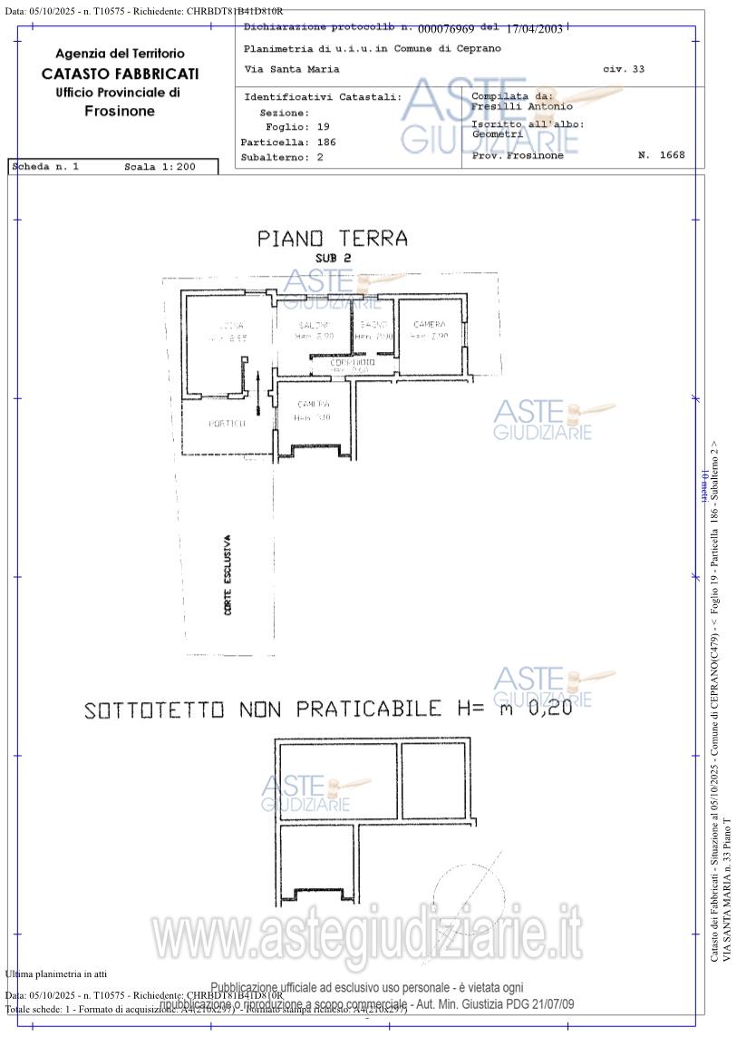 Planimetria del bene