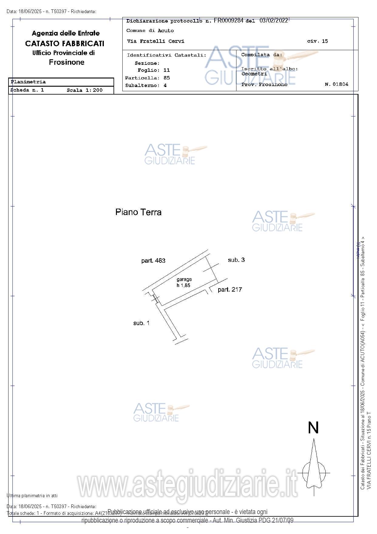 Planimetria del bene
