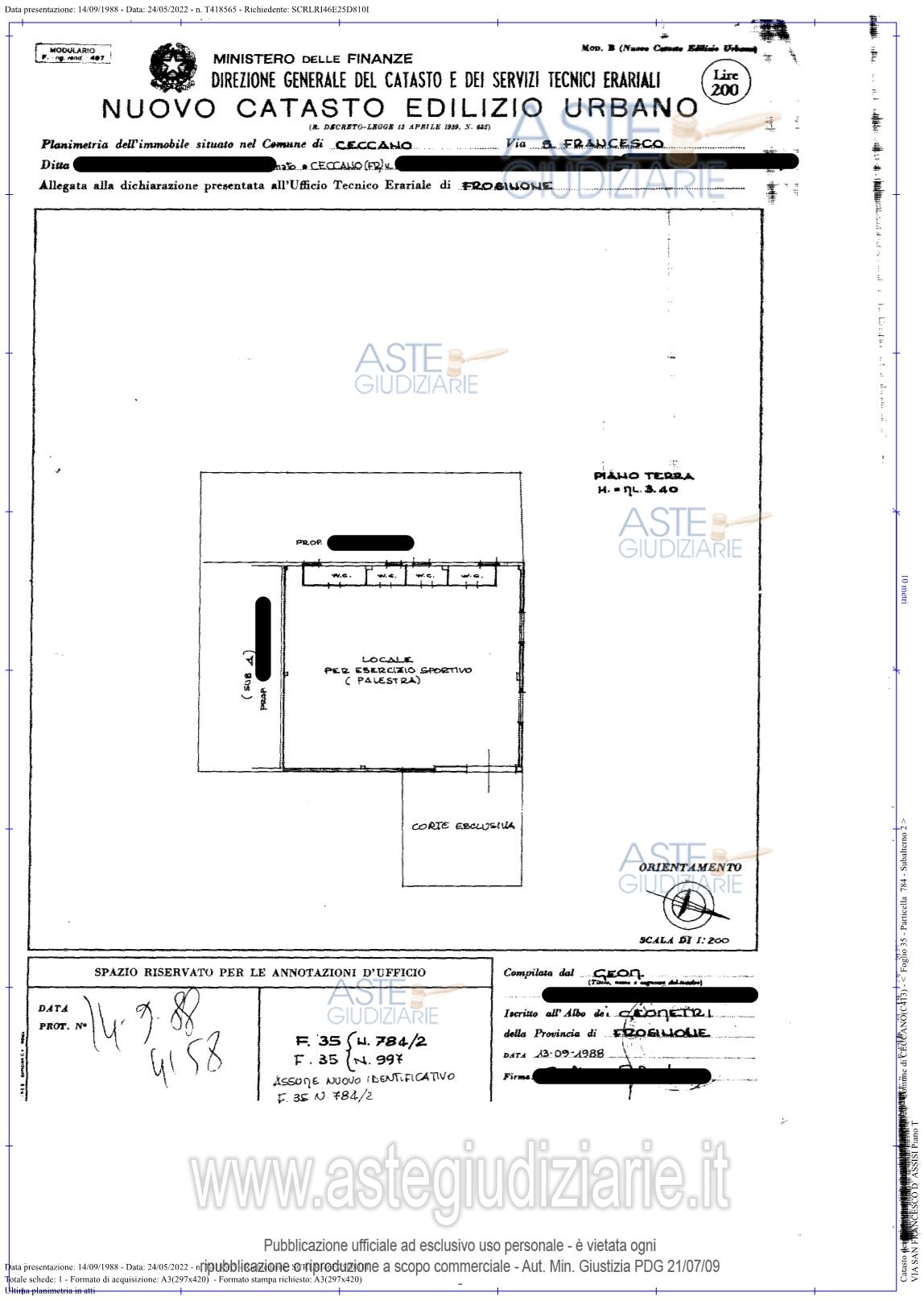 Planimetria del bene