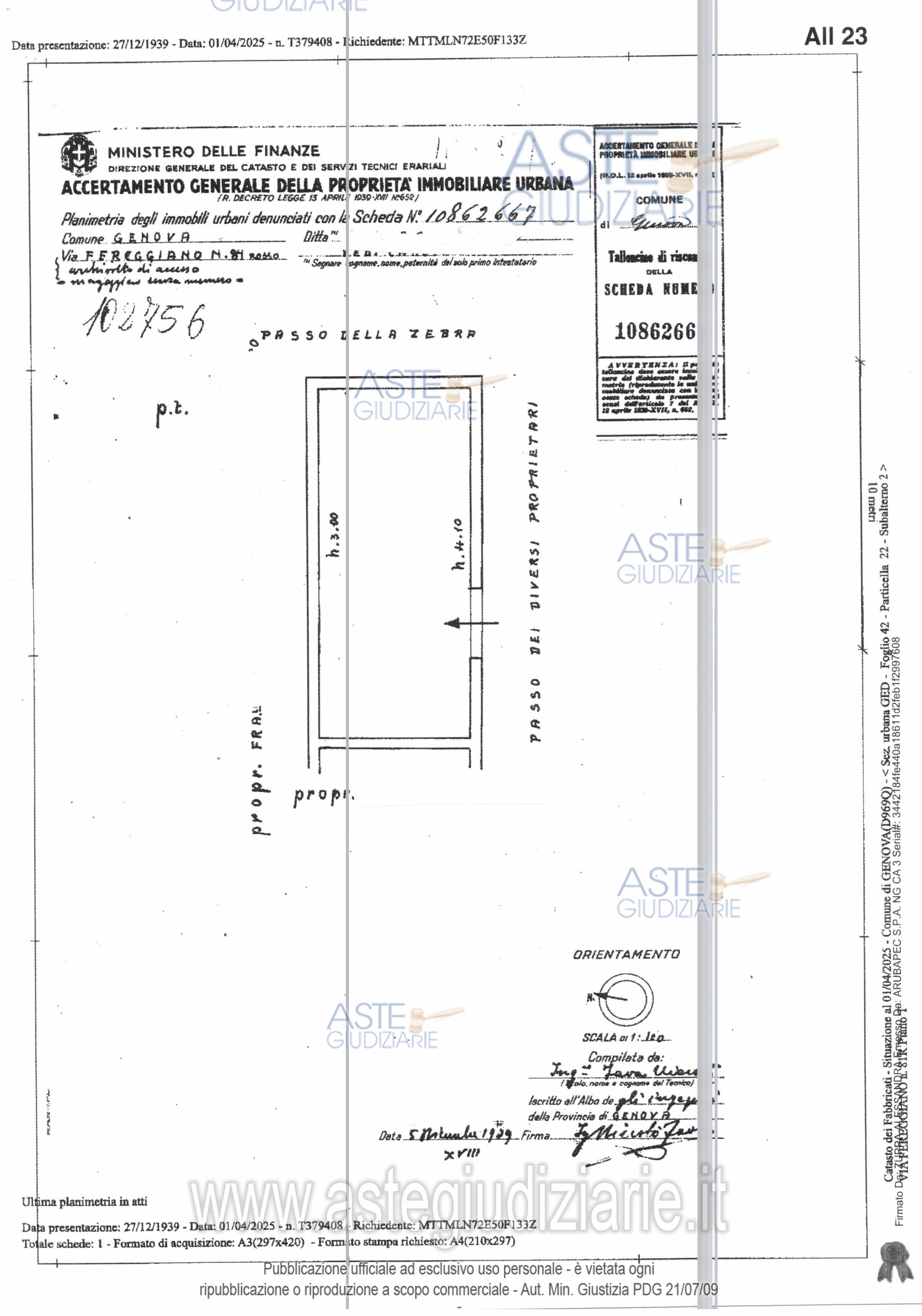 Planimetria del bene