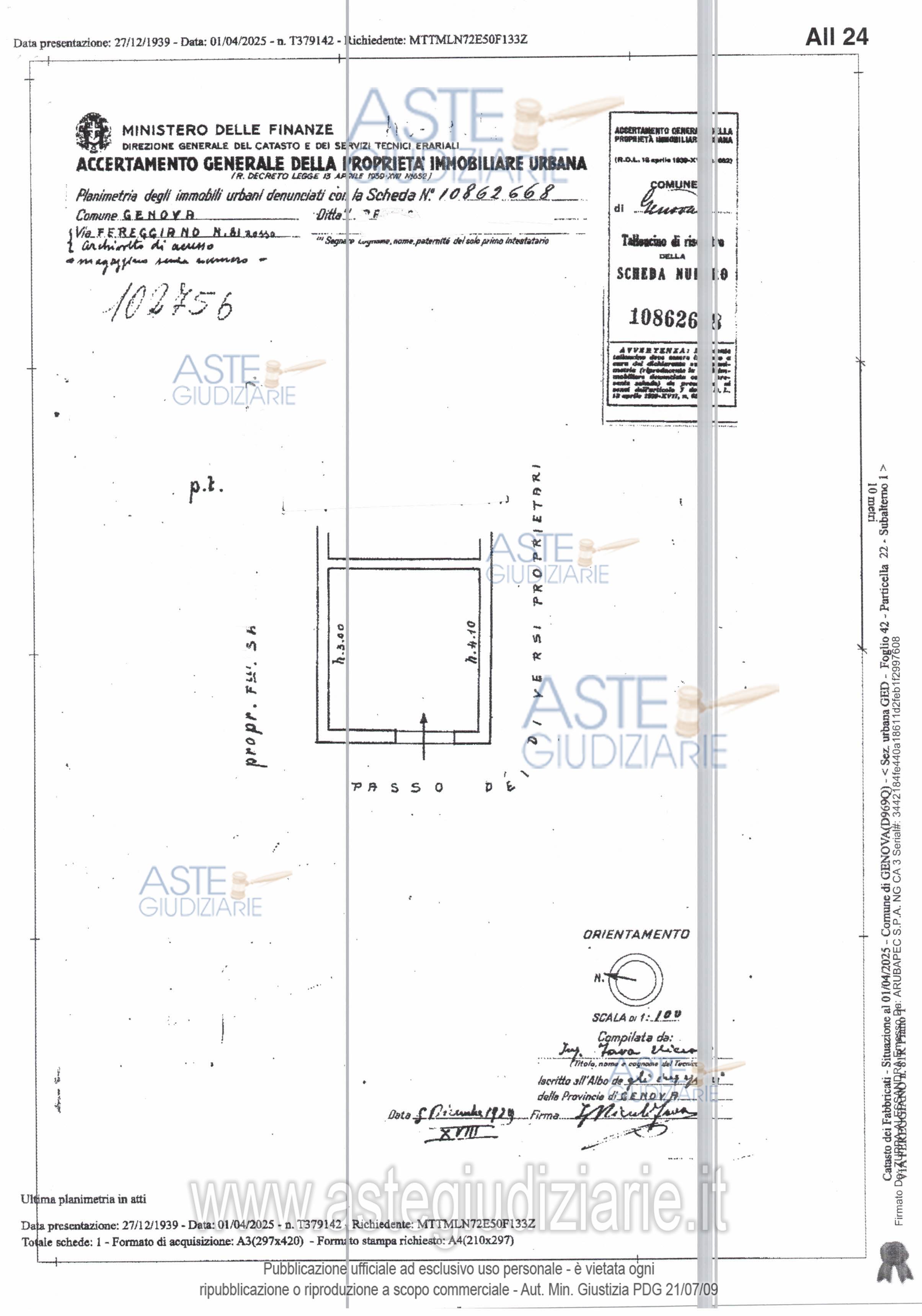 Planimetria del bene