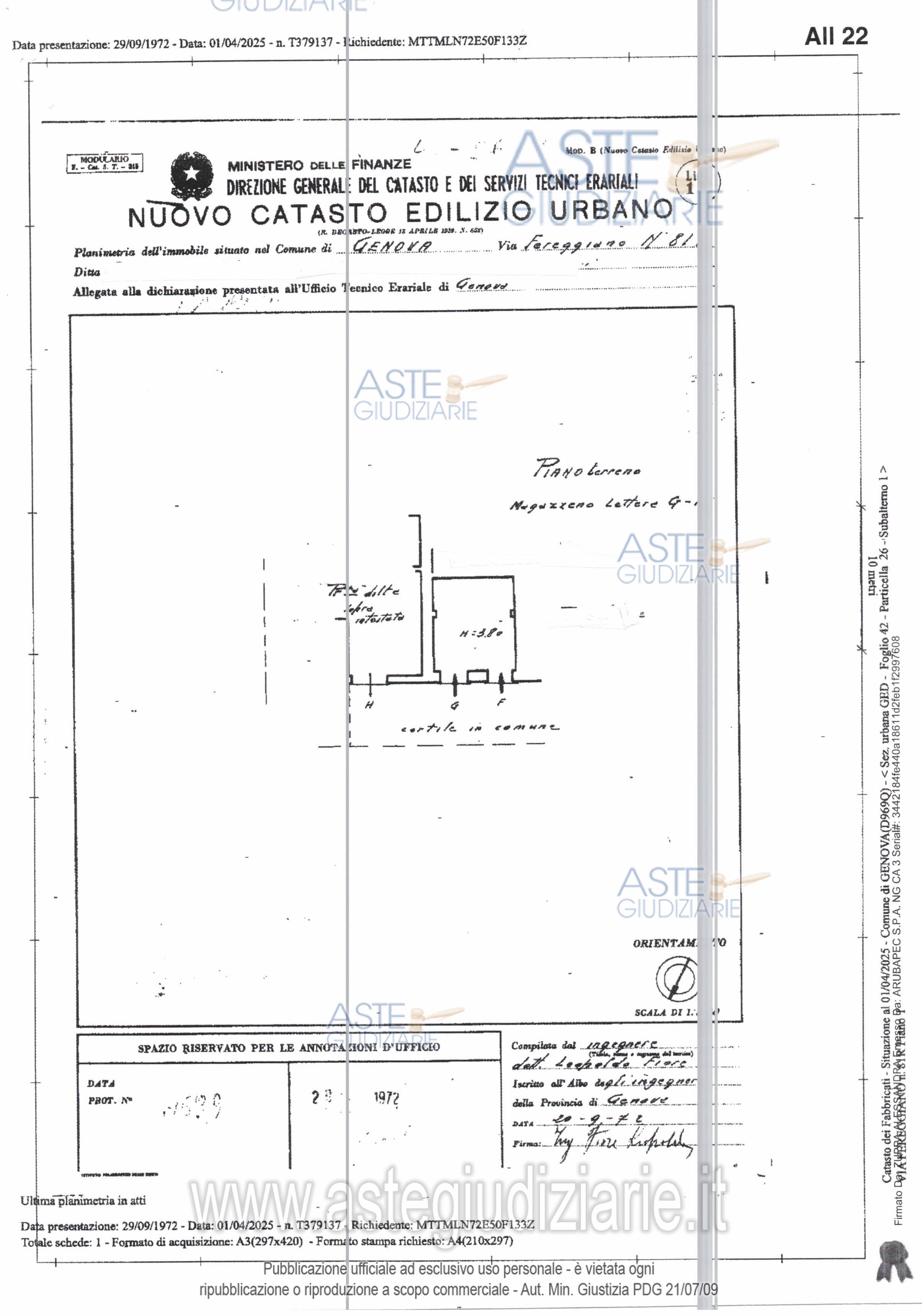 Planimetria del bene
