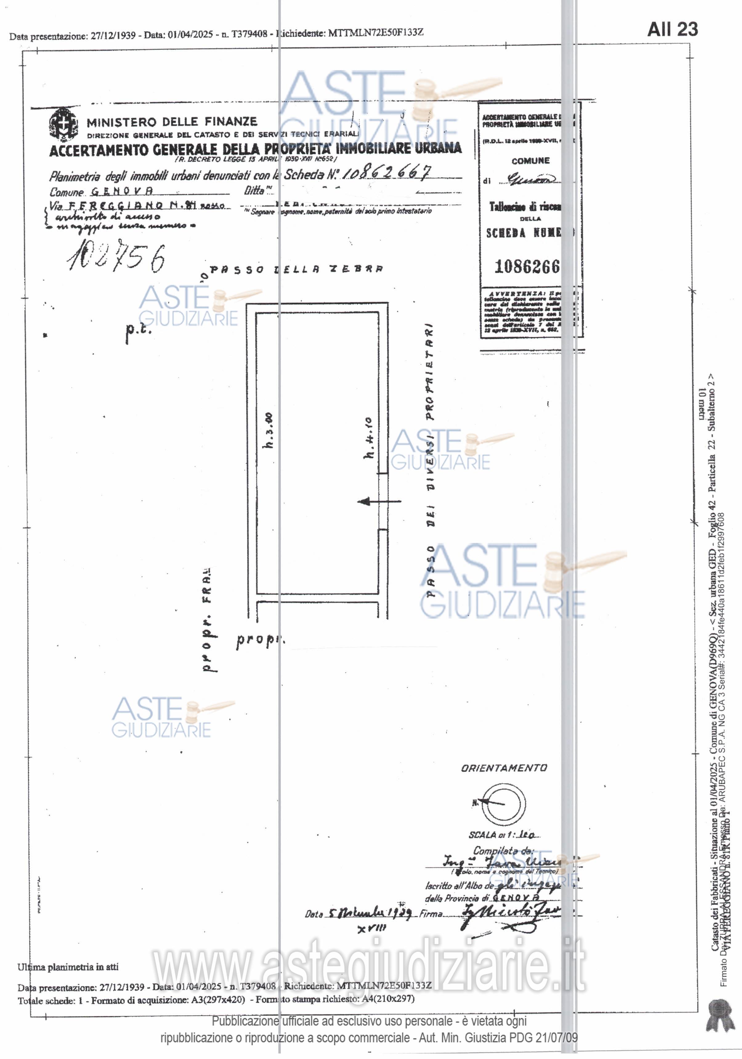 Planimetria del bene