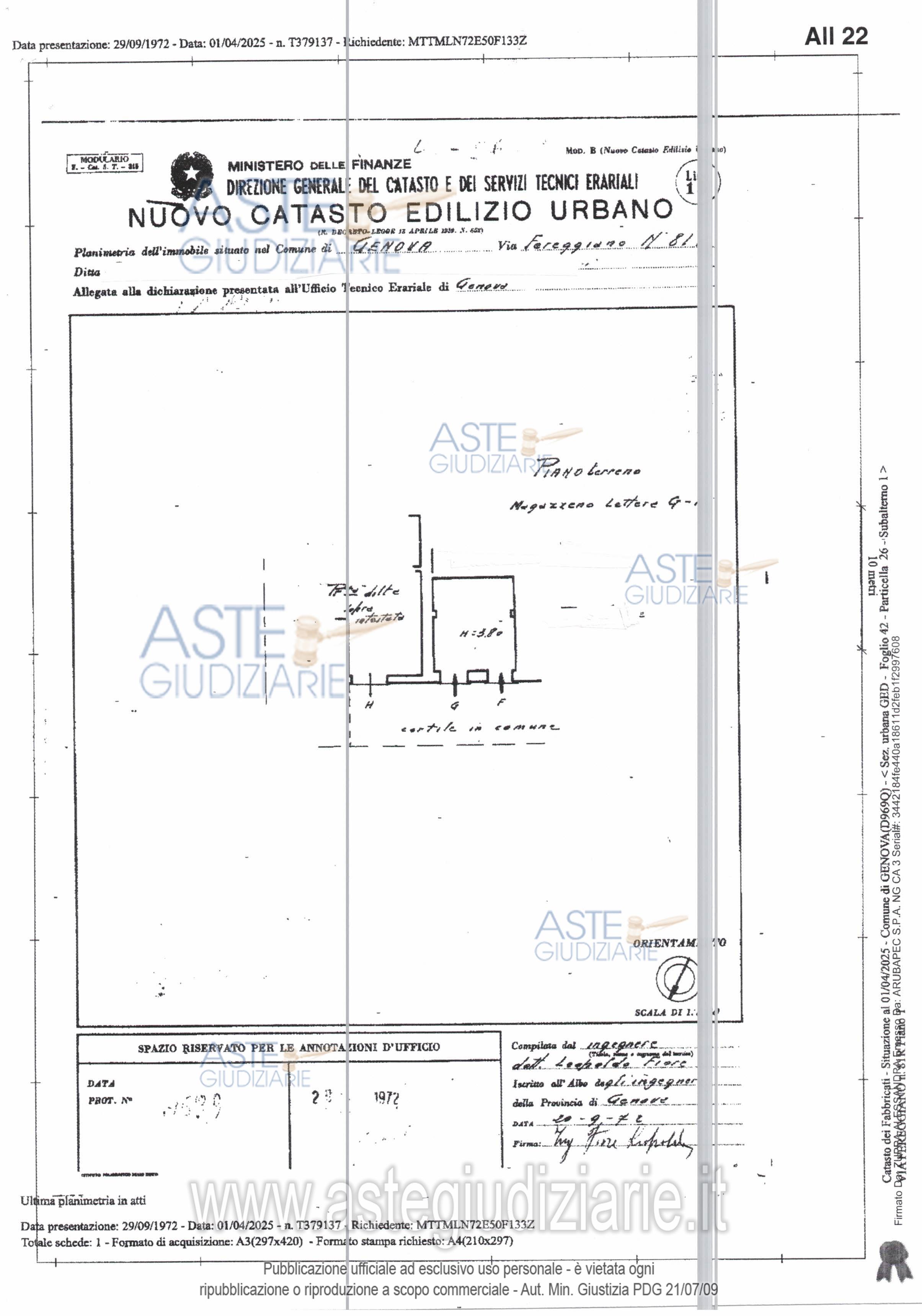 Planimetria del bene