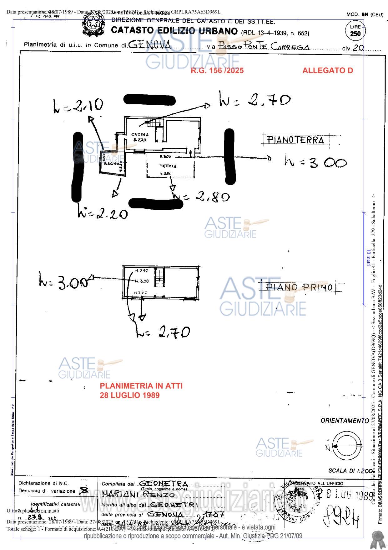 Planimetria del bene