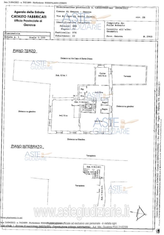 Planimetria del bene