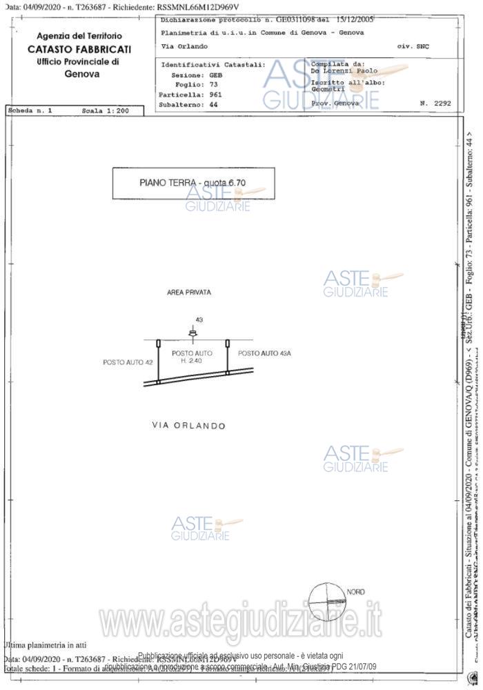 Planimetria del bene