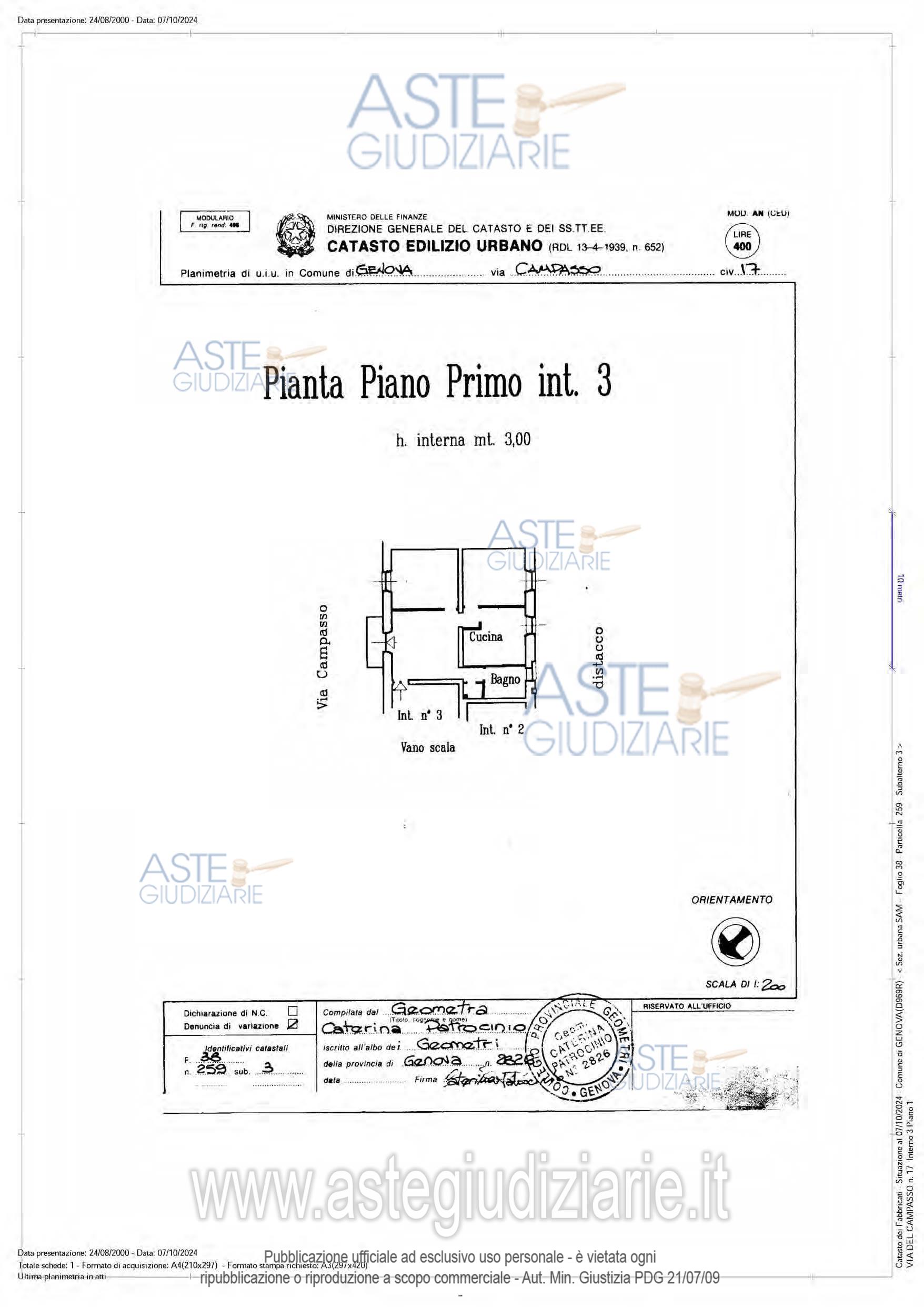 Planimetria del bene