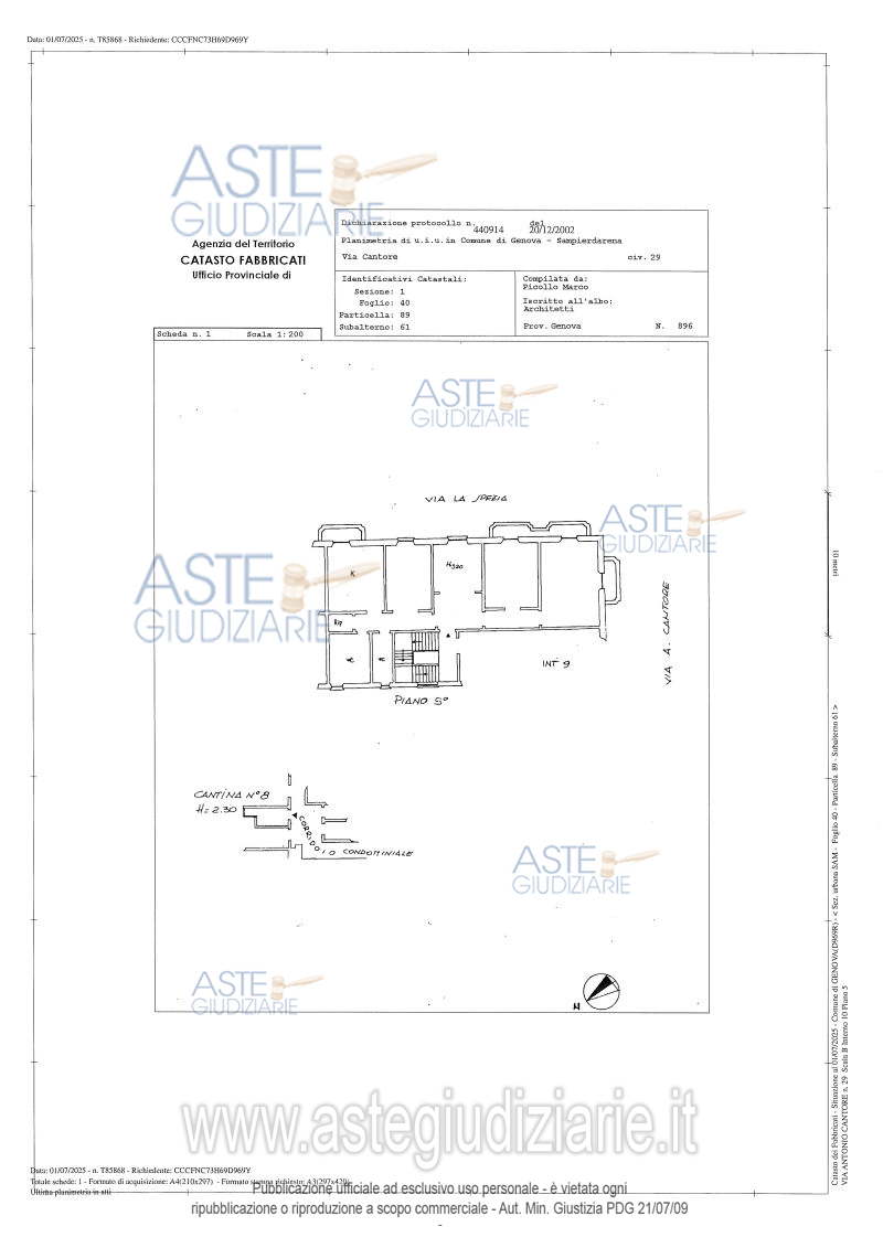 Planimetria del bene